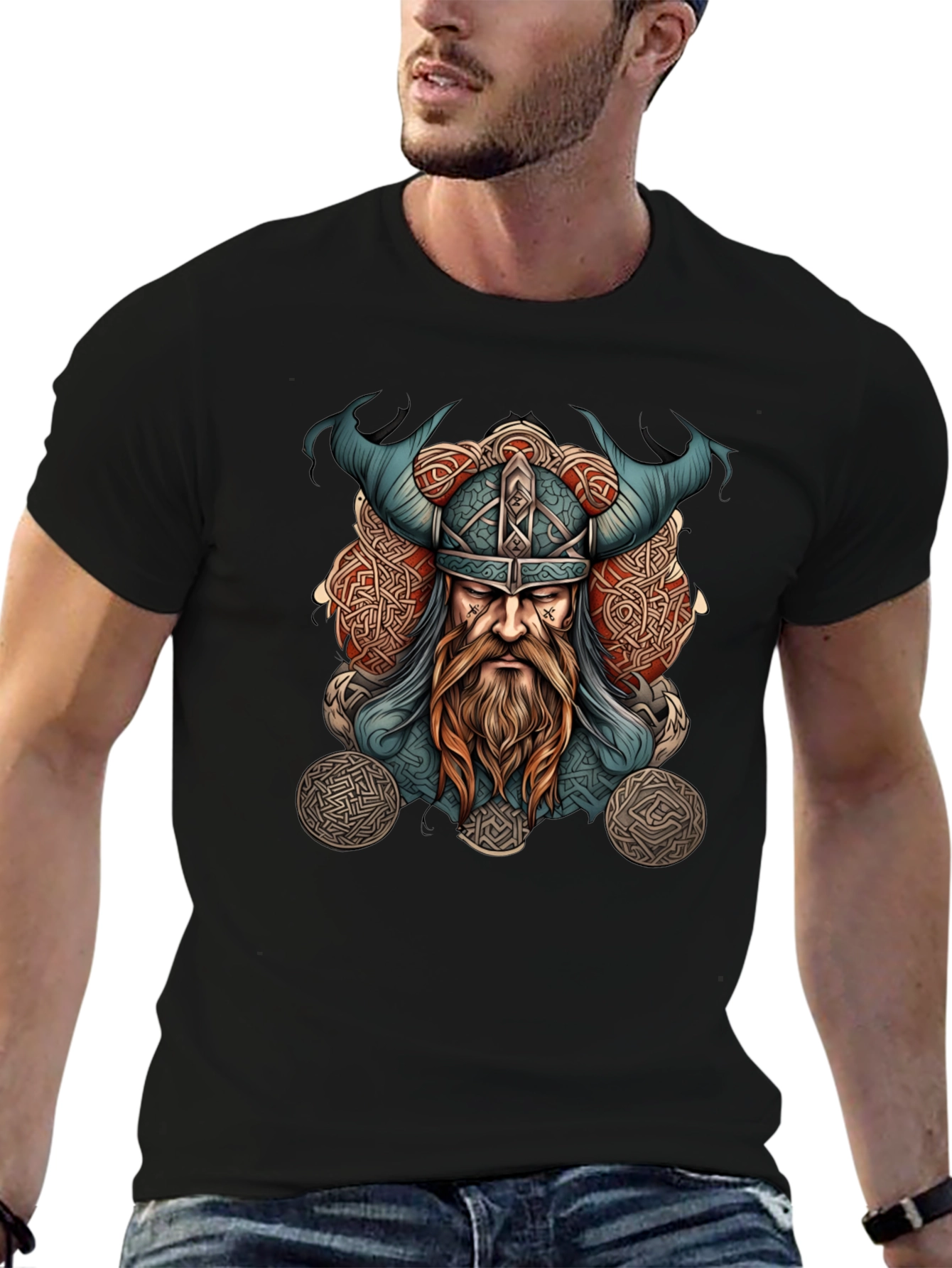 Viking Warrior Graphic Tee - Black