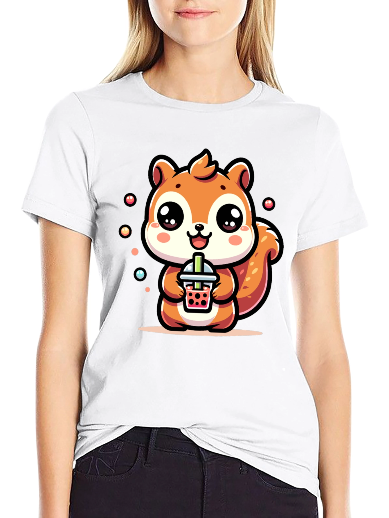 Cute Squirrel Boba Tea Graphic T-Shirt