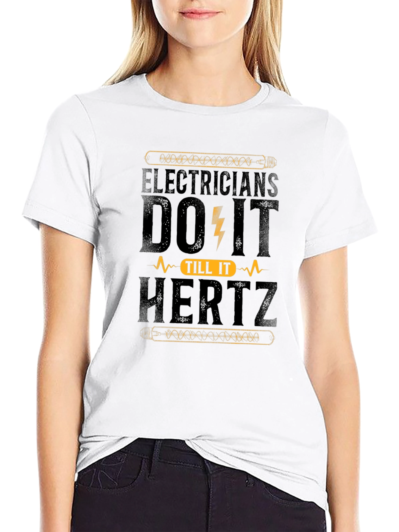 Electricians Do It Til It Hertz Black T-Shirt