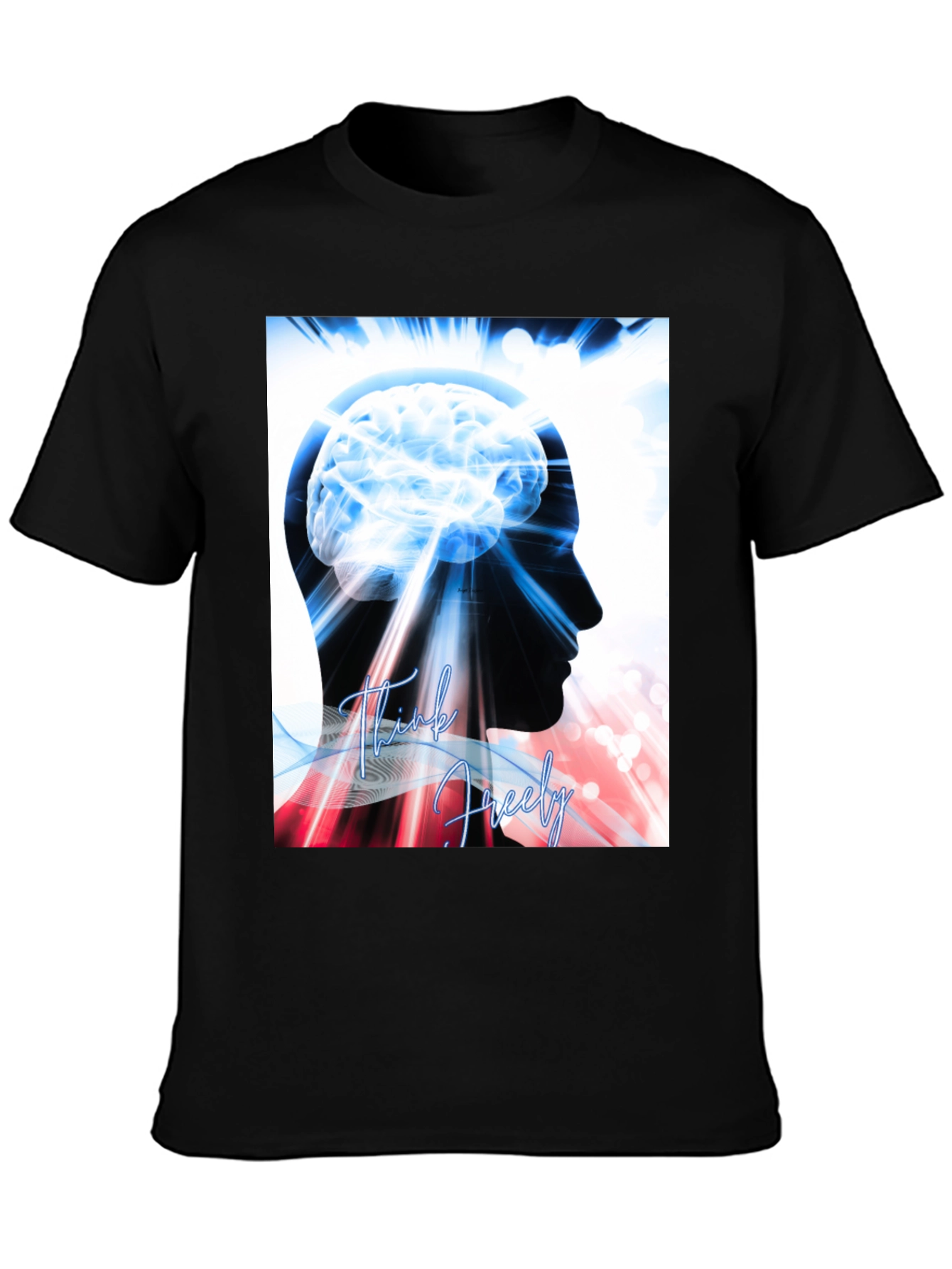 Think Freely Brain Graphic T-Shirt - Black