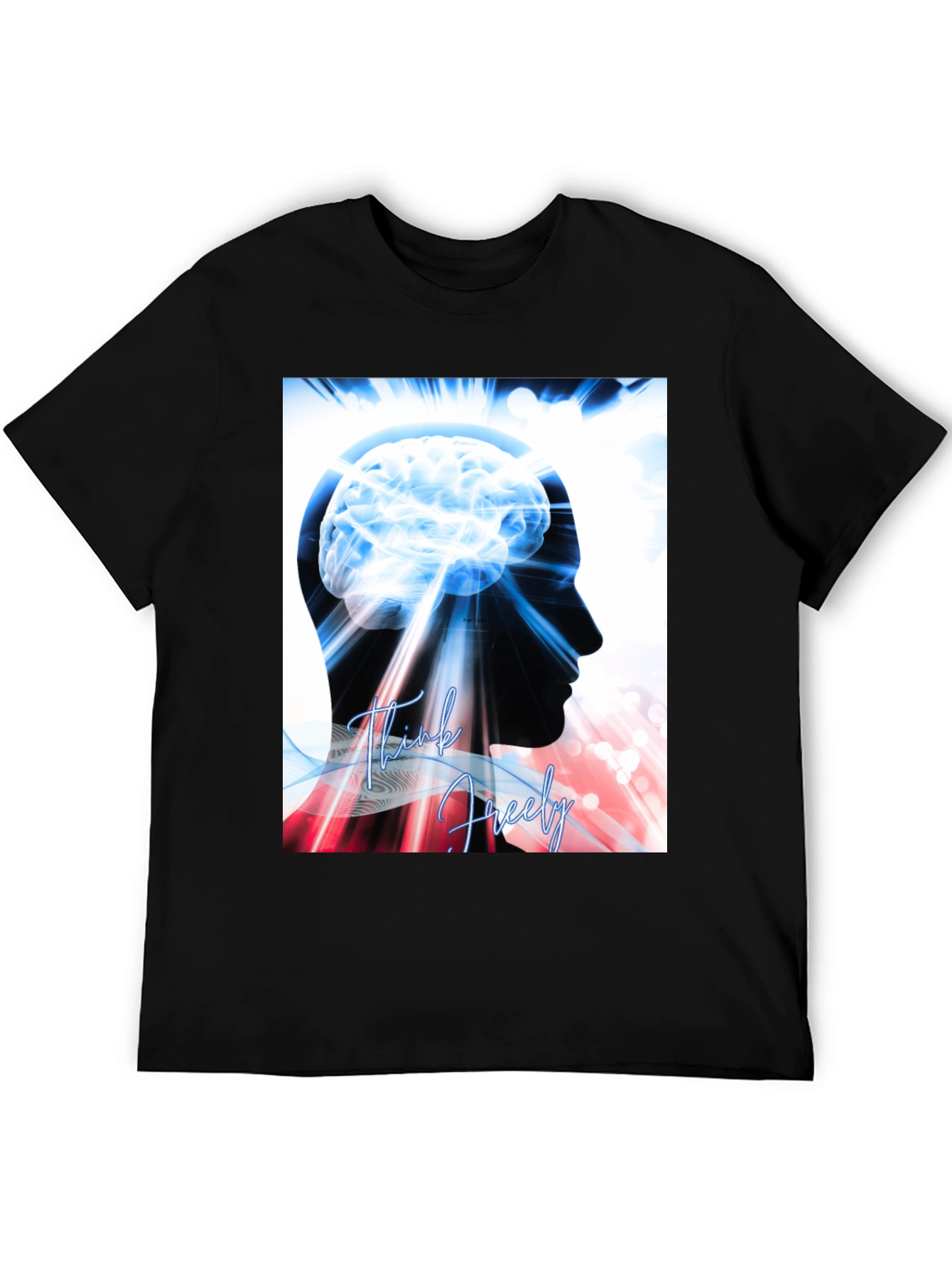 Think Freely Brain Graphic T-Shirt - Black