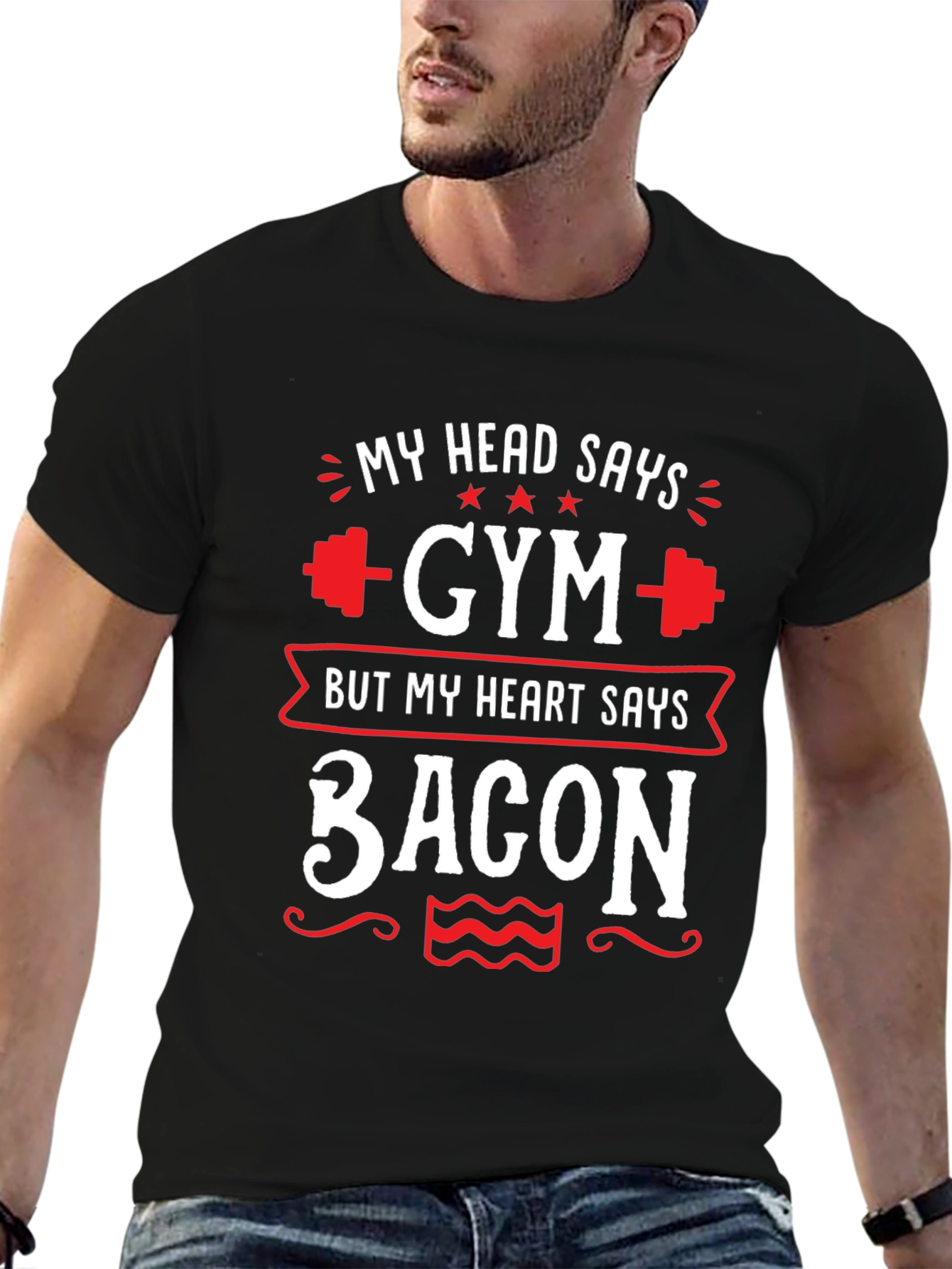 Gym vs. Bacon Graphic Tee - Funny Fitness Shirt