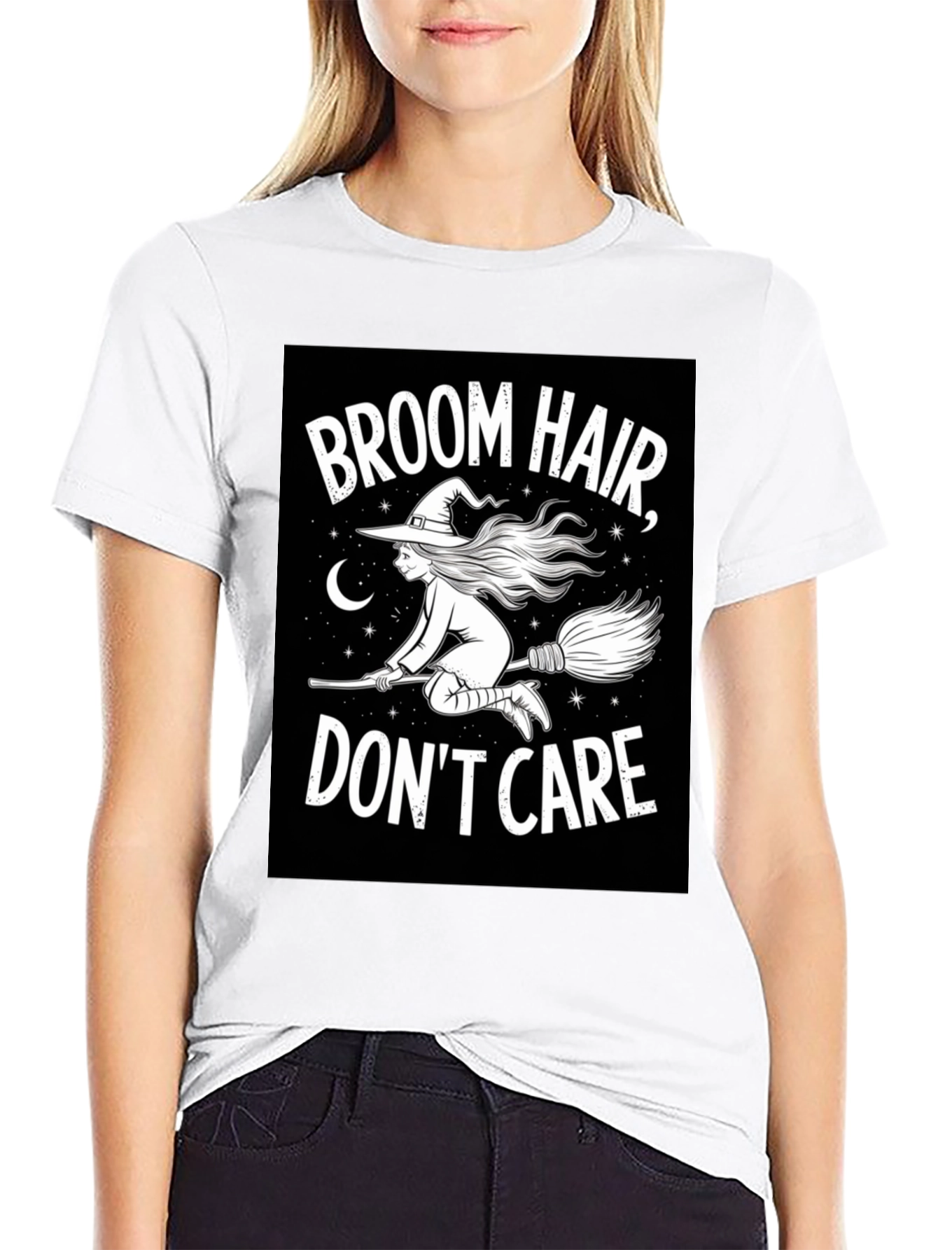 Broom Hair Dont Care Black T-Shirt