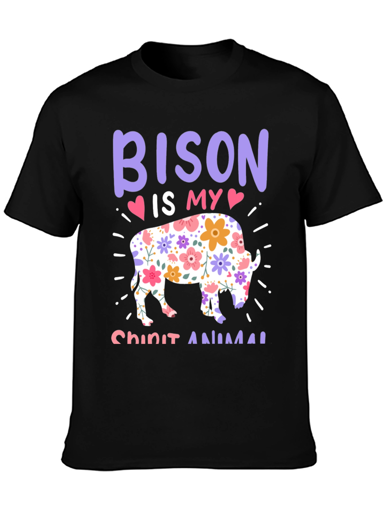 Bison Spirit Animal Graphic Tee - Black