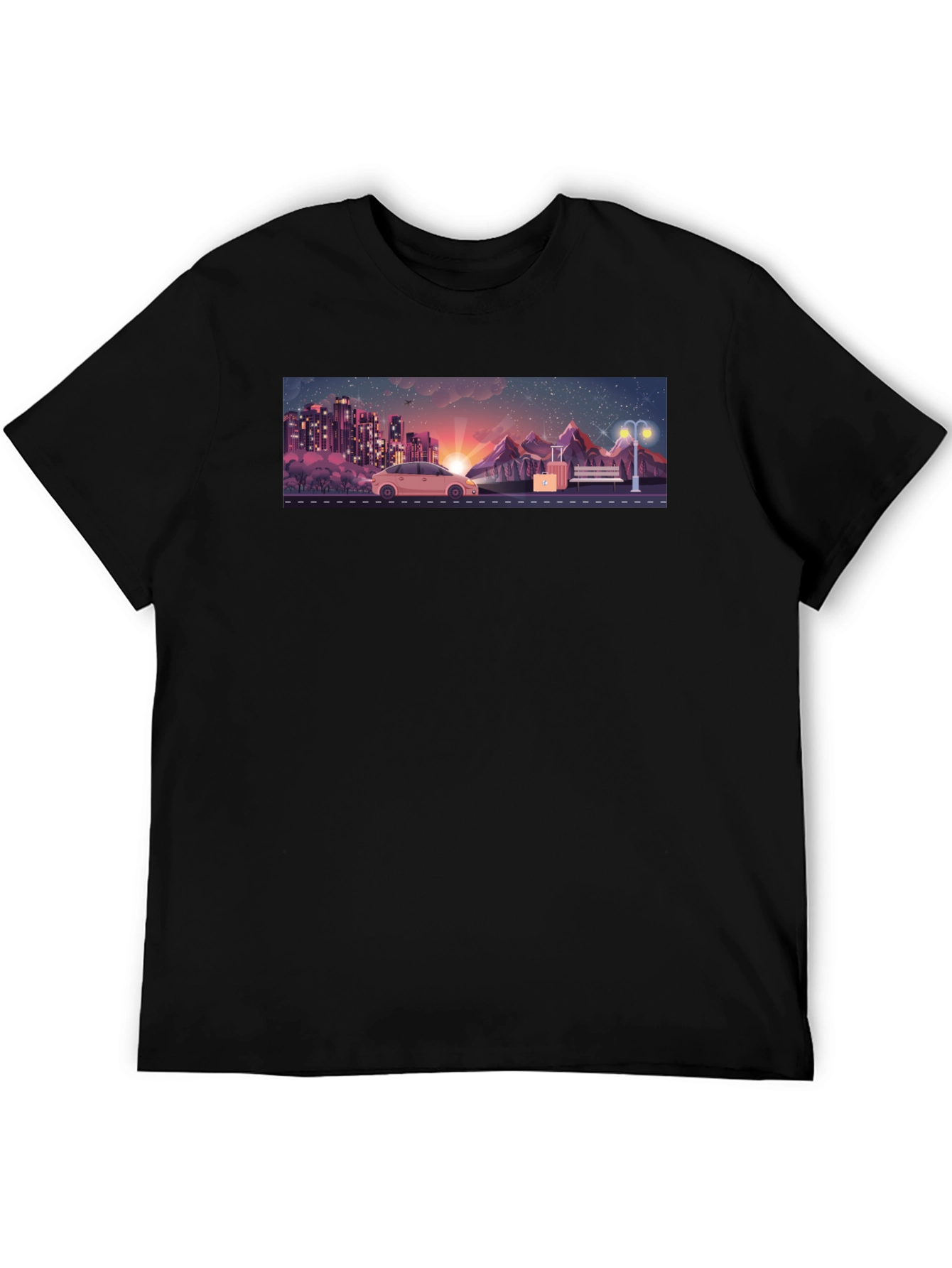 Sunset Road Trip Graphic Tee - Black