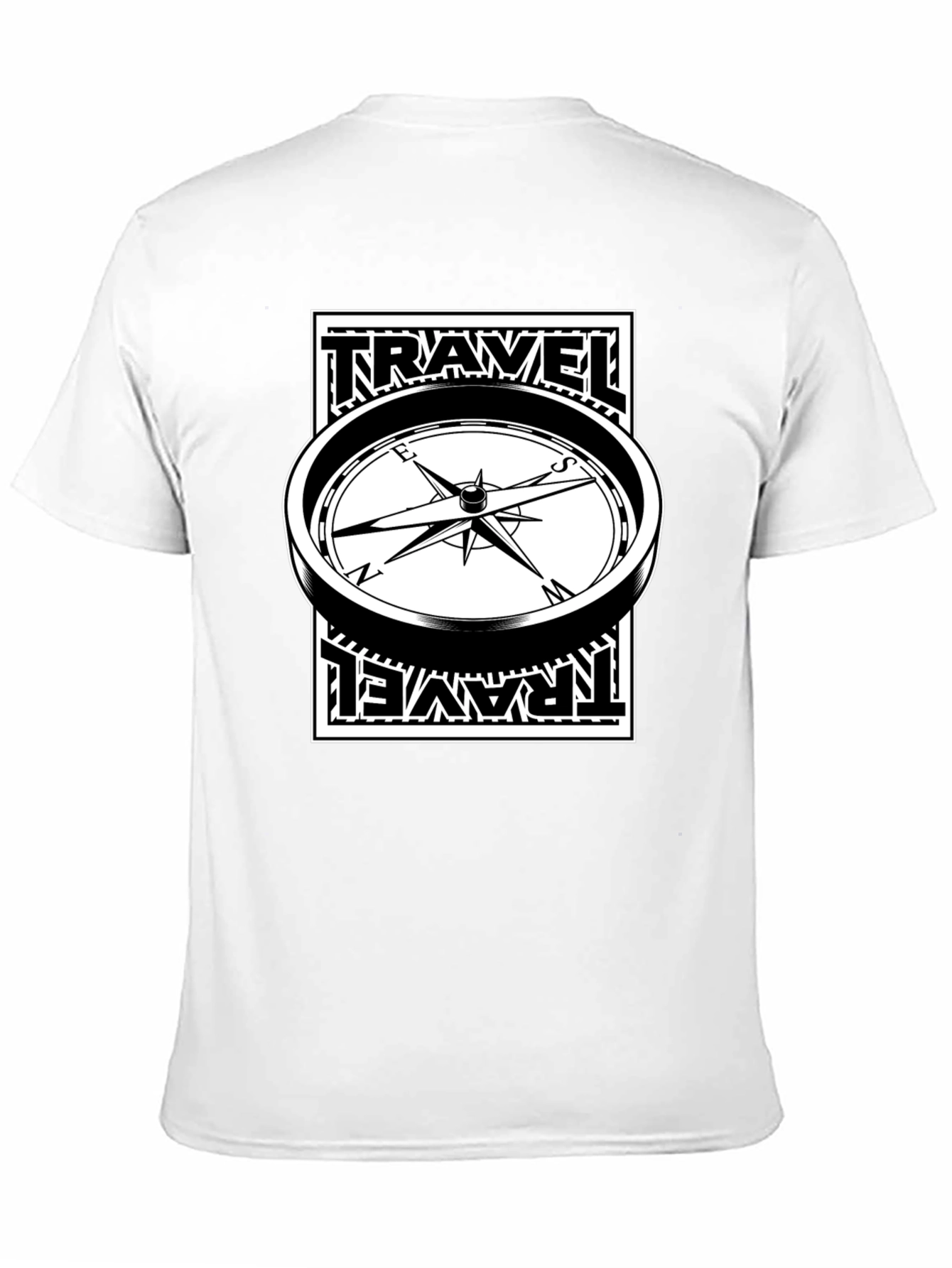 Travel Compass Graphic Tee - Black Cotton T-Shirt