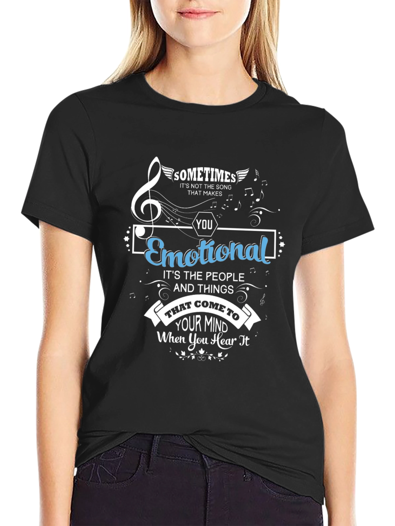 Emotional Song Black Graphic T-Shirt