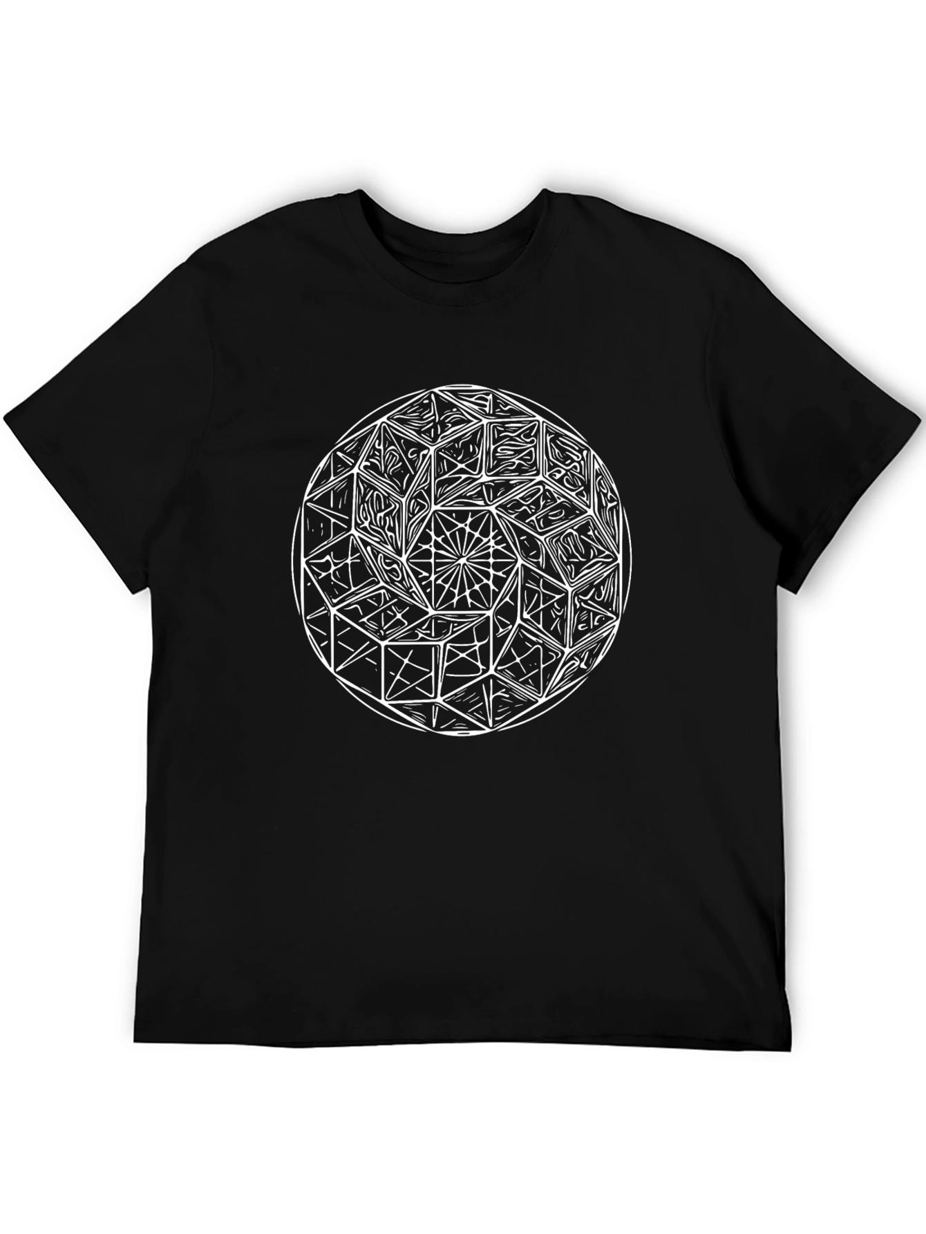 Geometric Circle Graphic Tee - Black