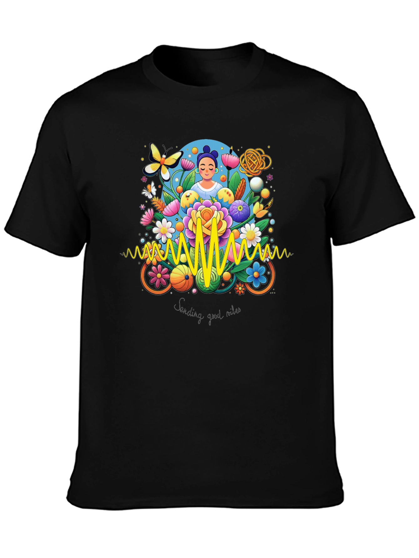 Vibrant Sending Good Vibes Graphic Tee