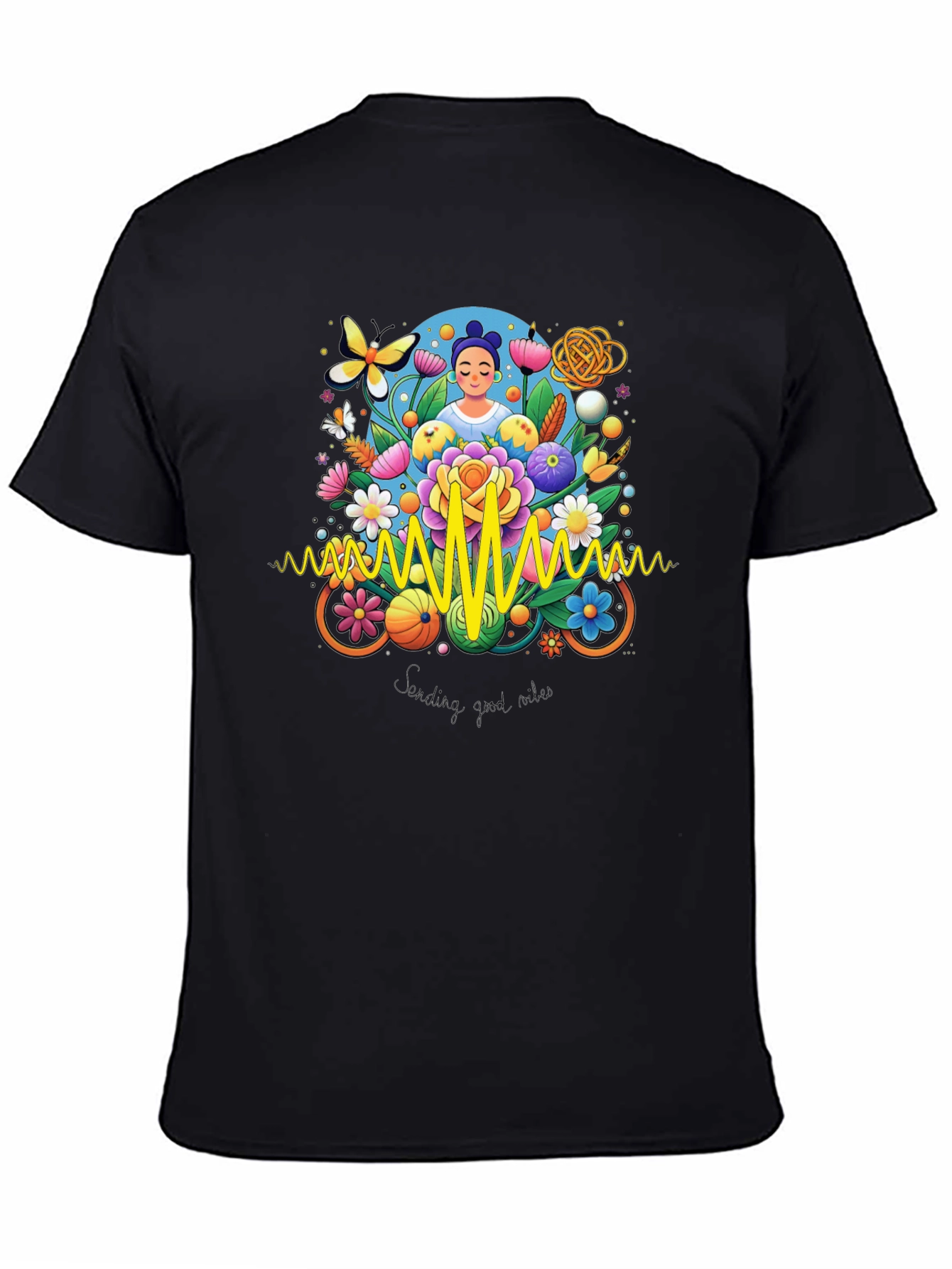 Vibrant Sending Good Vibes Graphic Tee