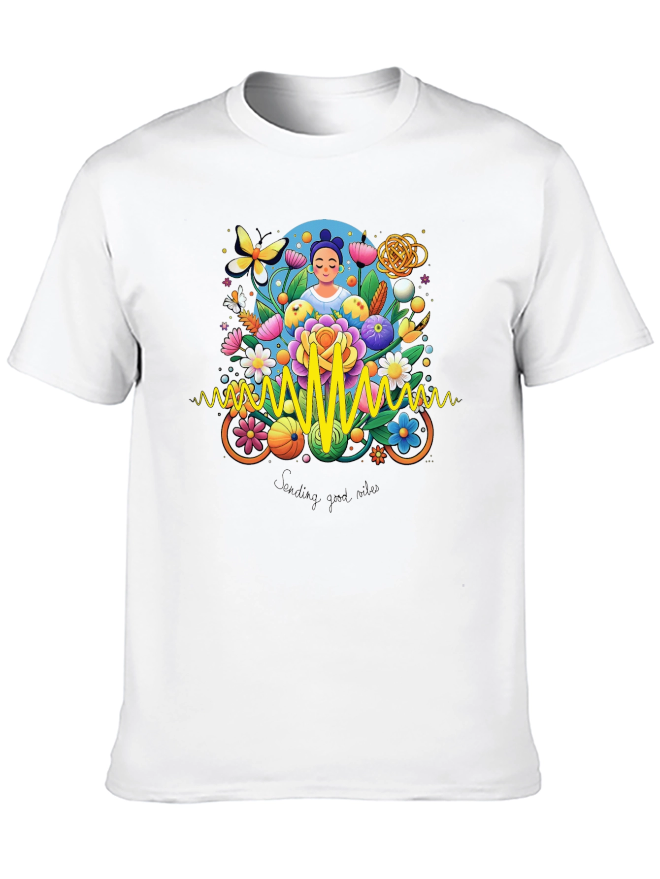 Vibrant Sending Good Vibes Graphic Tee
