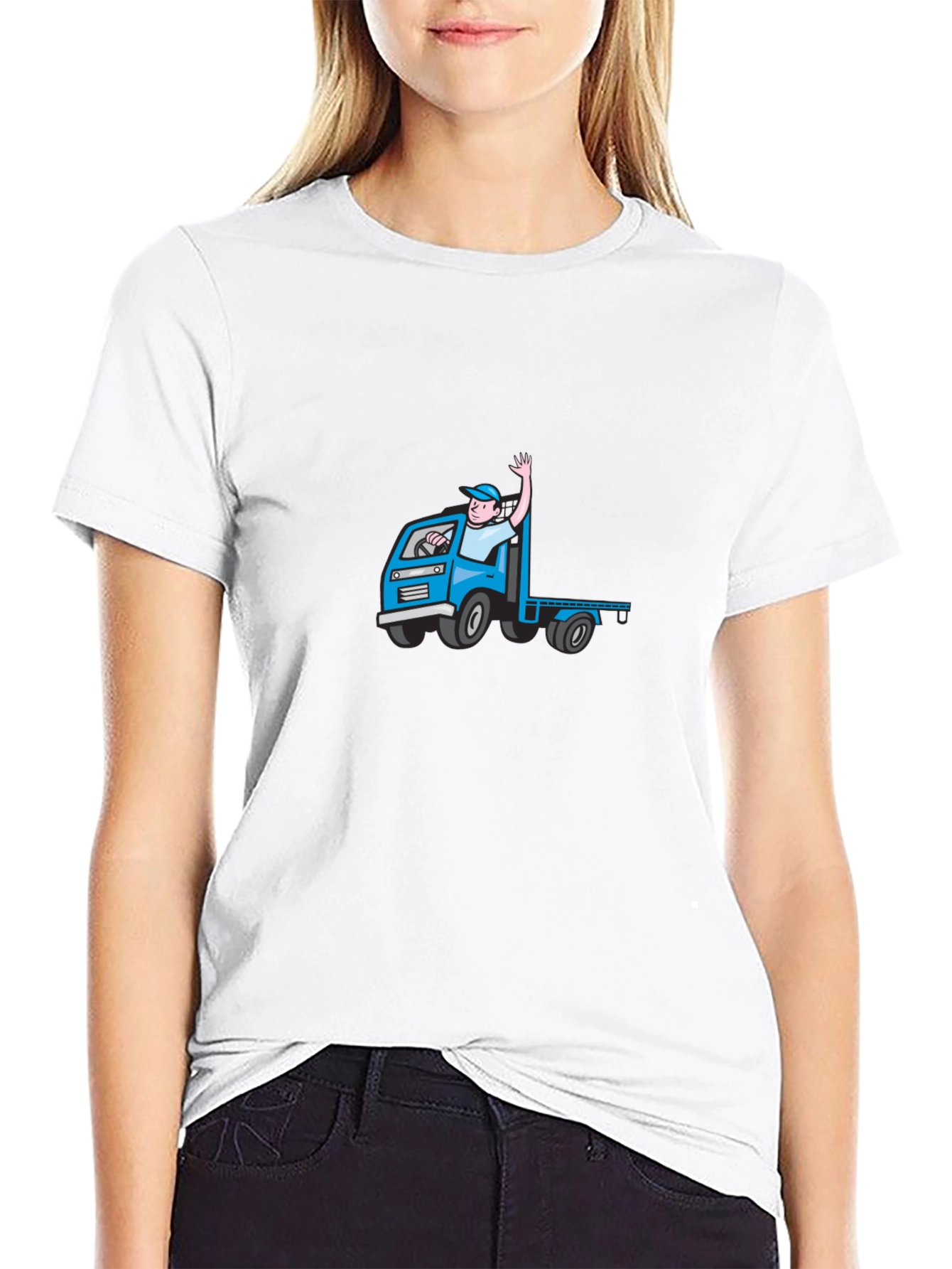 Cartoon Truck Driver Black Tee