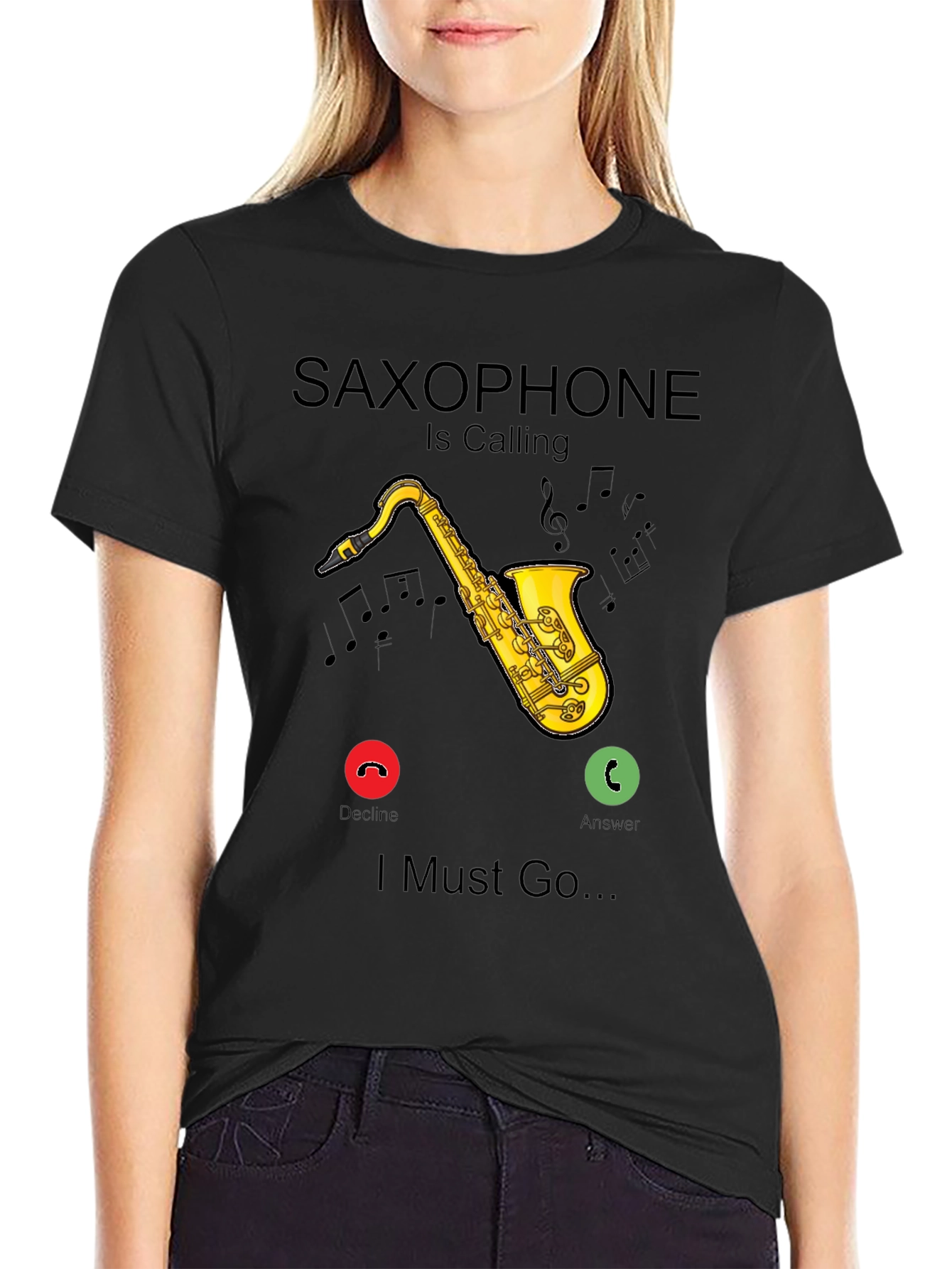 Saxophone Calling Black T-Shirt