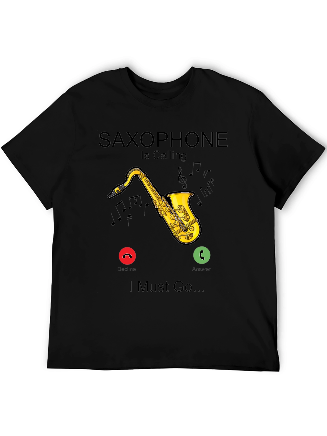 Saxophone Calling Black T-Shirt