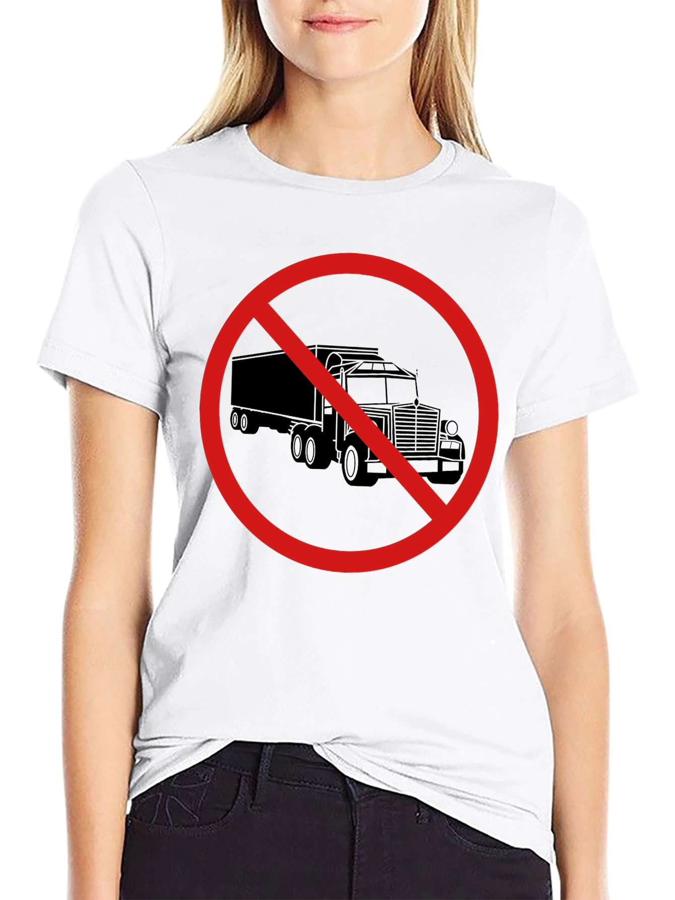 No Trucks Allowed Graphic Tee - Black Cotton T-Shirt