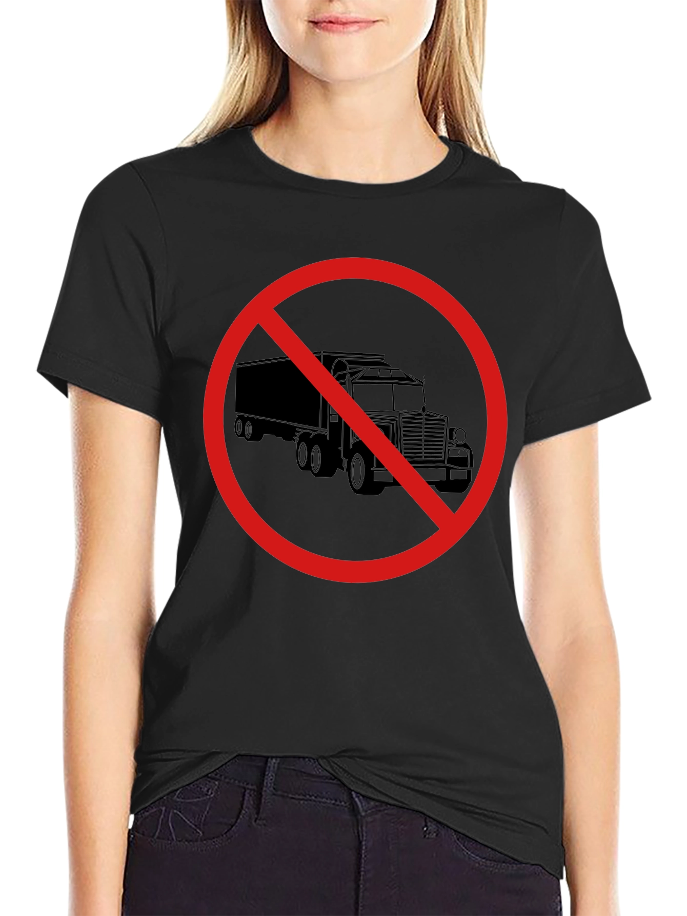 No Trucks Allowed Graphic Tee - Black Cotton T-Shirt
