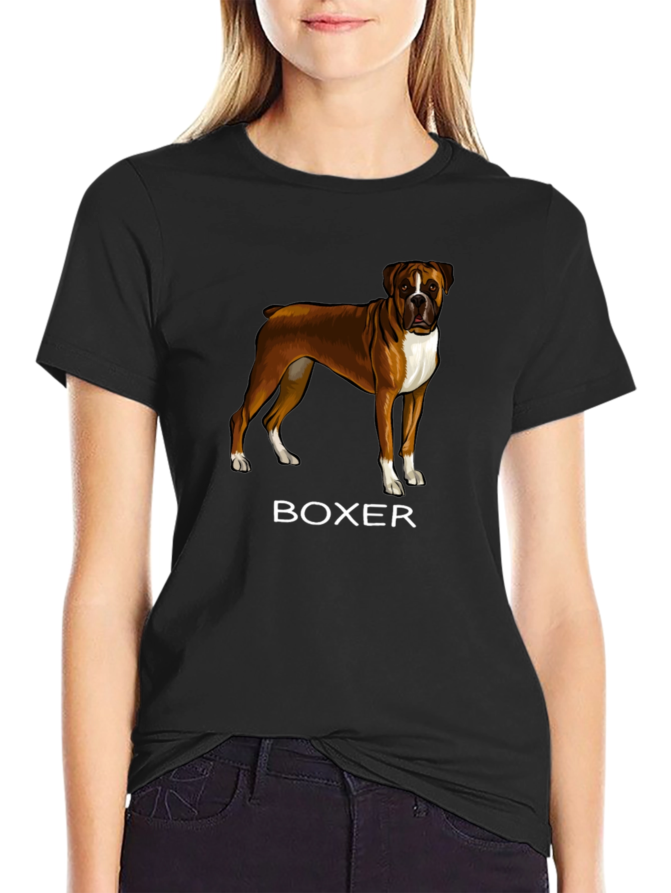 Boxer Dog Graphic T-Shirt - Mens Black Tee