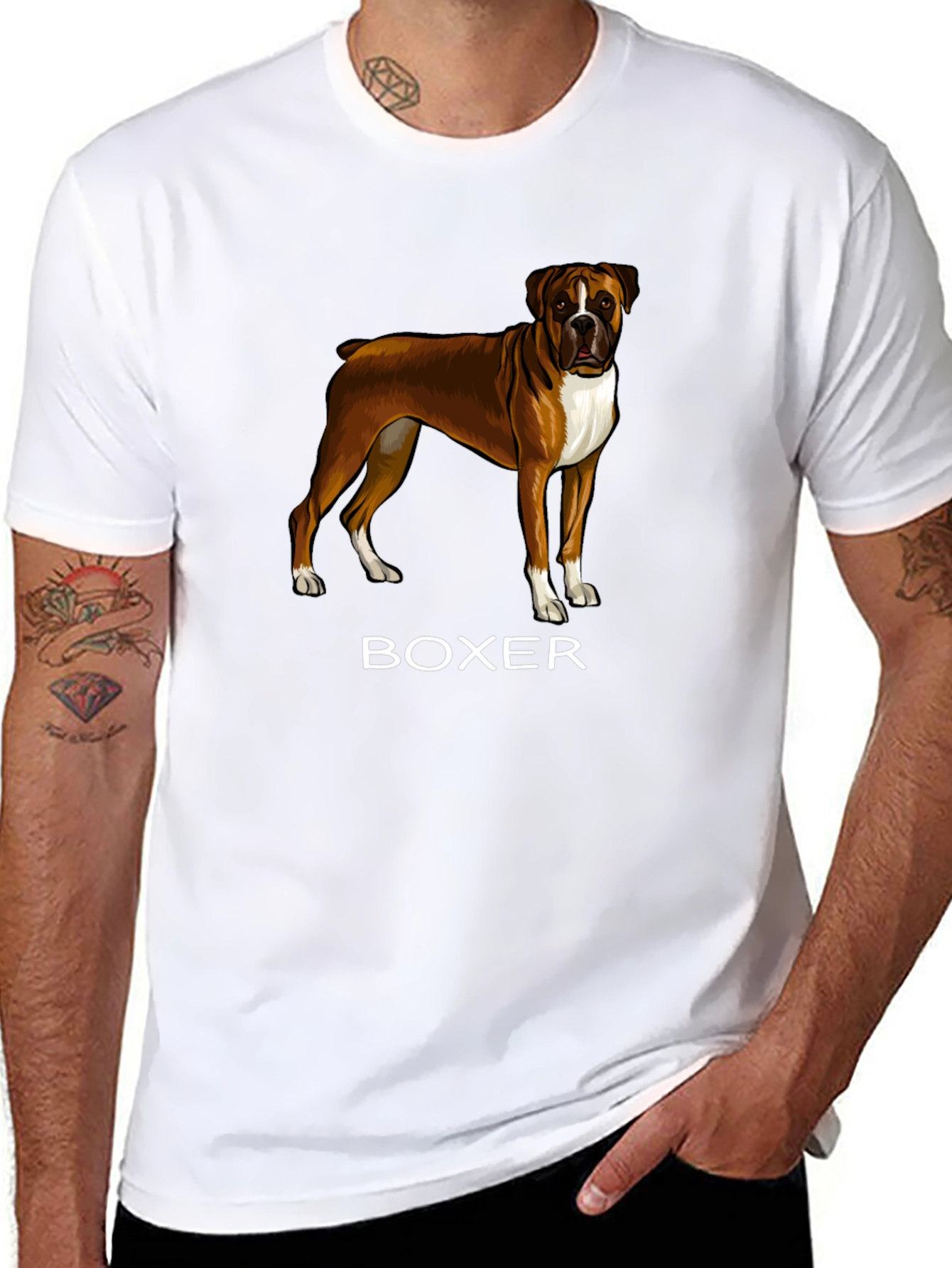 Boxer Dog Graphic T-Shirt - Mens Black Tee