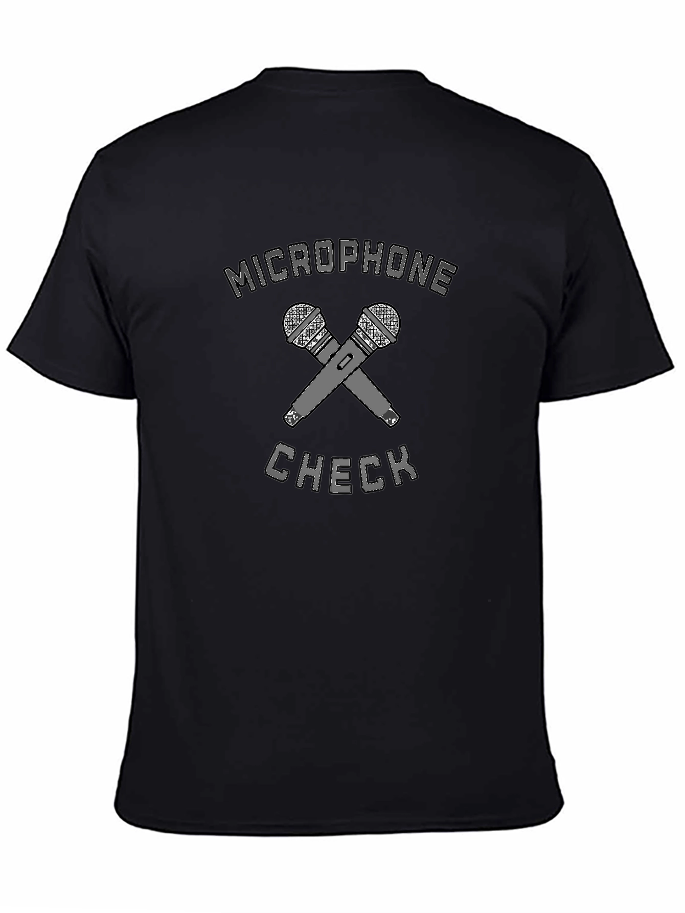 Microphone Check Graphic Tee - Black Cotton T-Shirt