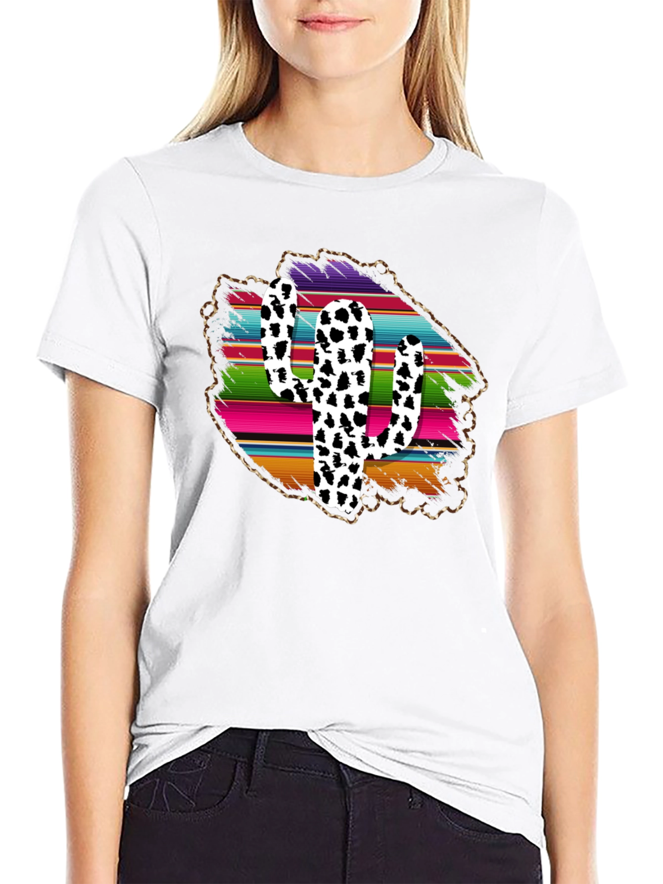 Cow Print Cactus Graphic Tee