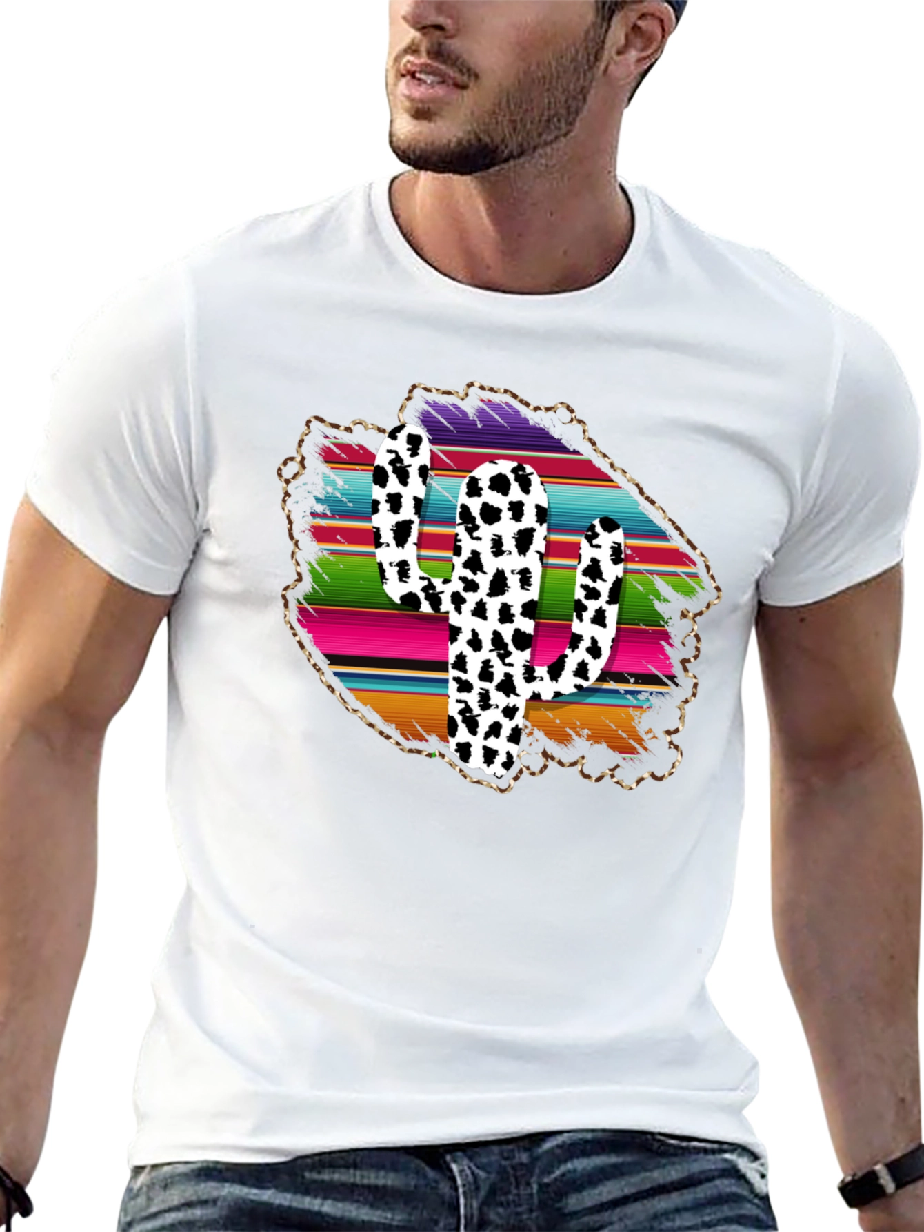 Cow Print Cactus Graphic Tee