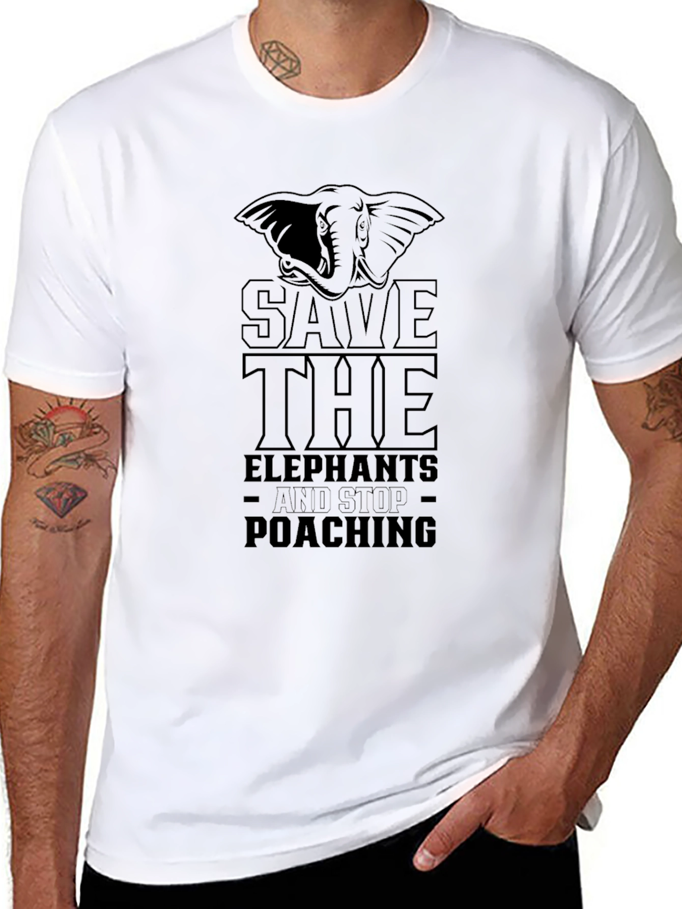 Save the Elephants Black Graphic Tee