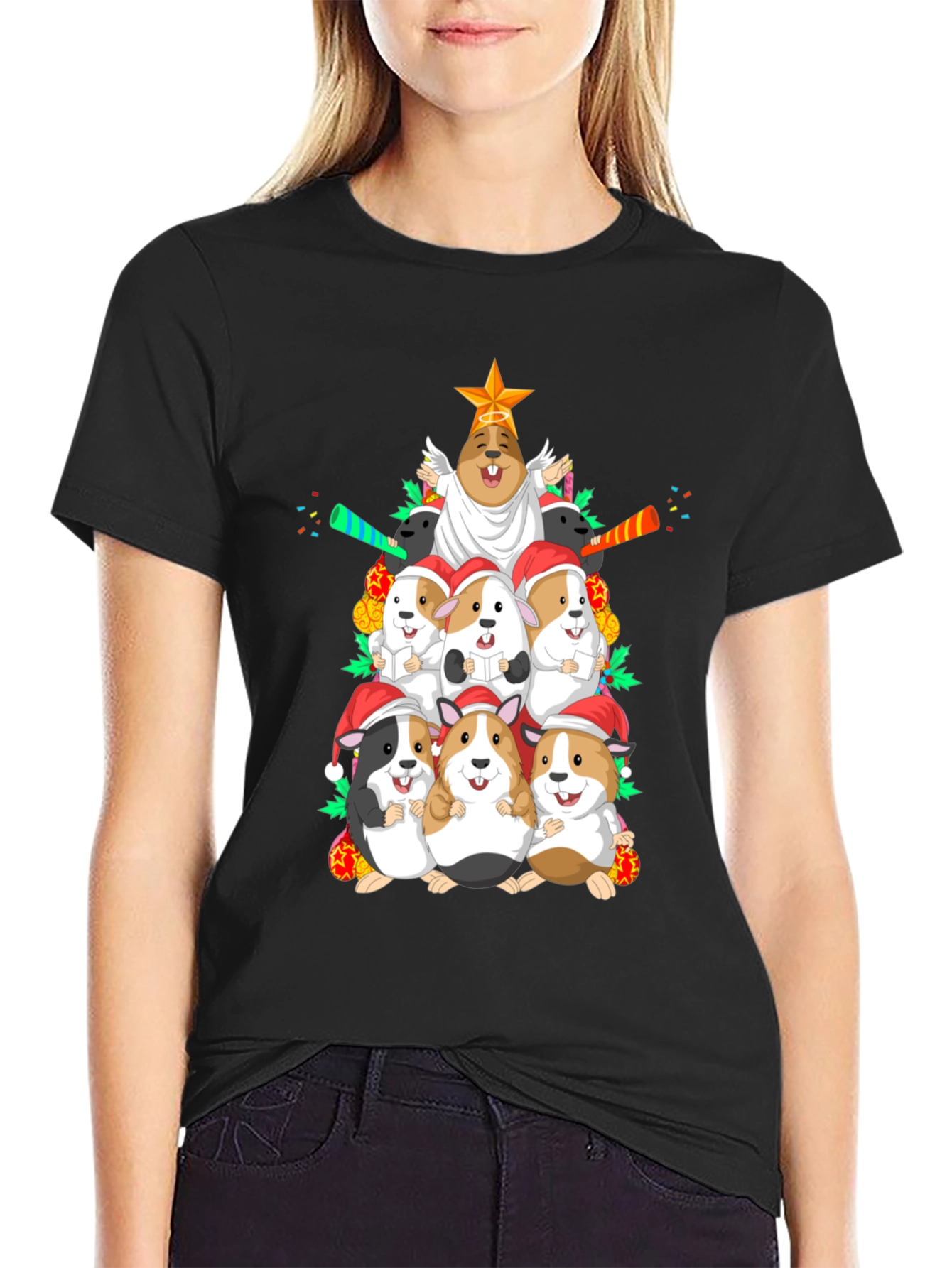 Festive Guinea Pig Christmas Tree T-Shirt