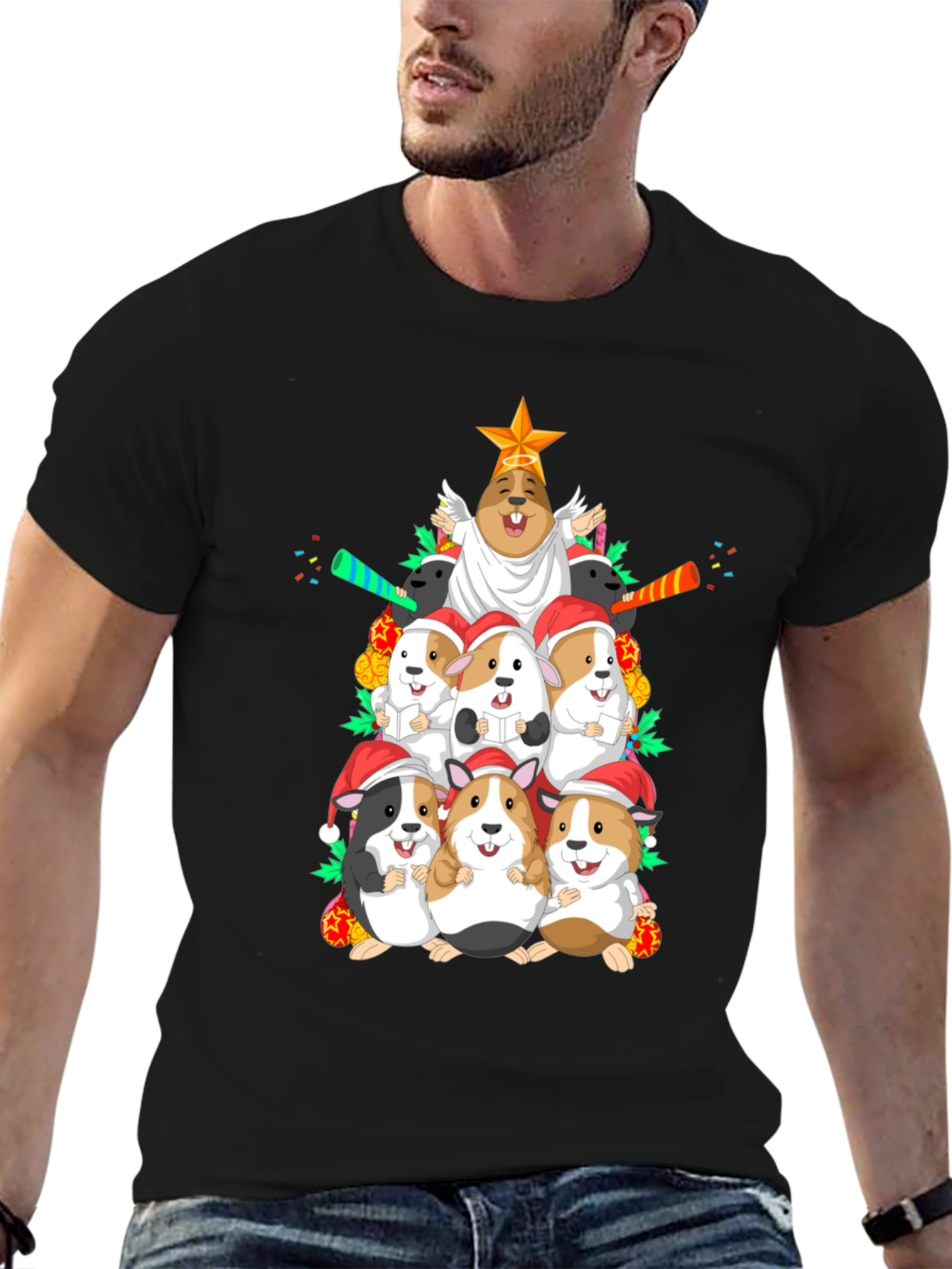 Festive Guinea Pig Christmas Tree T-Shirt