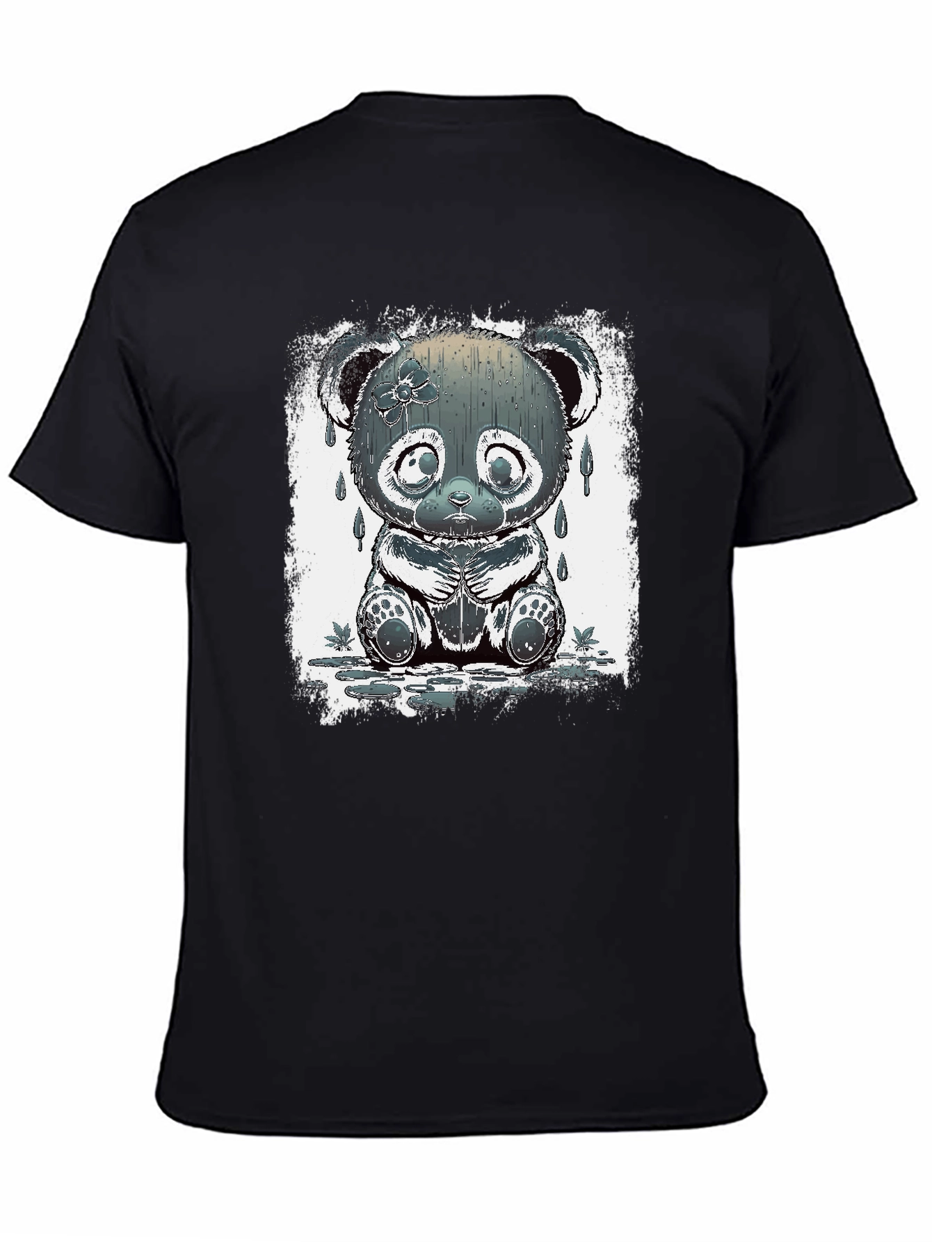 Sad Panda Graphic Tee - Black Cotton Blend