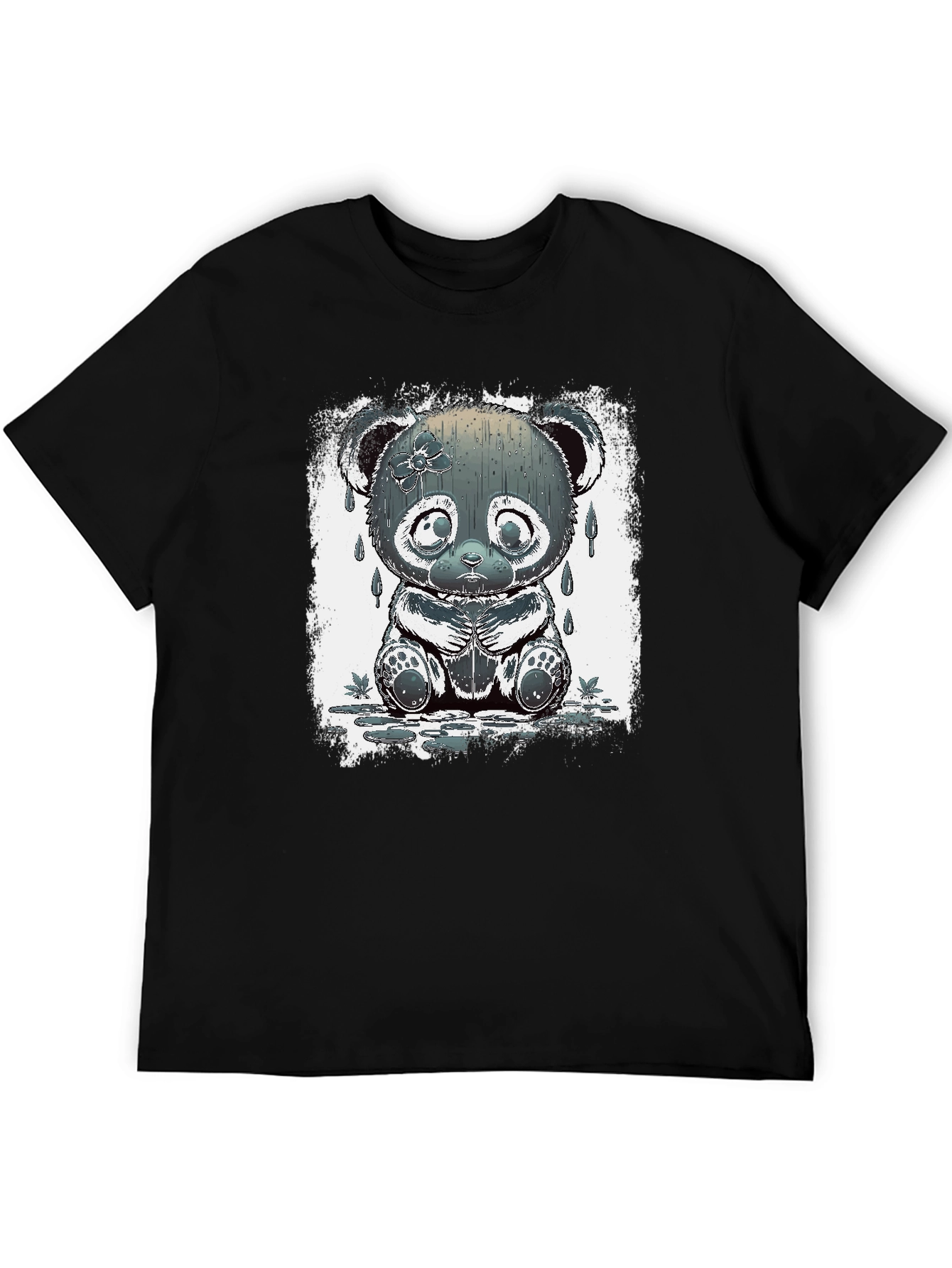 Sad Panda Graphic Tee - Black Cotton Blend