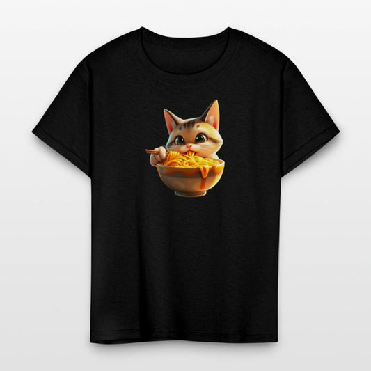 Playful Cat Eating Noodles Design