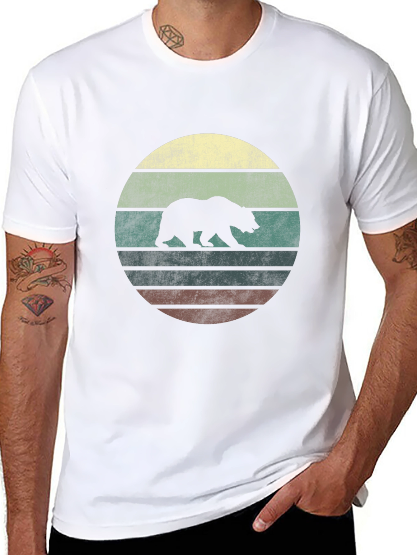 Retro Bear Graphic Tee - Black