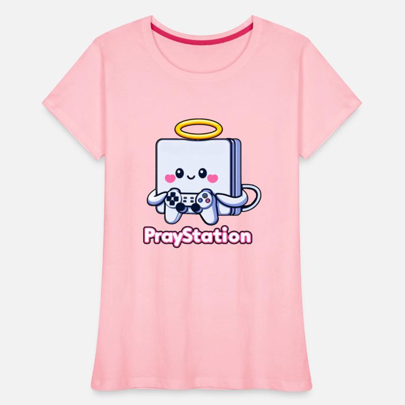 Pray Station - Cute Cartoon Playful Faith T-Shirt