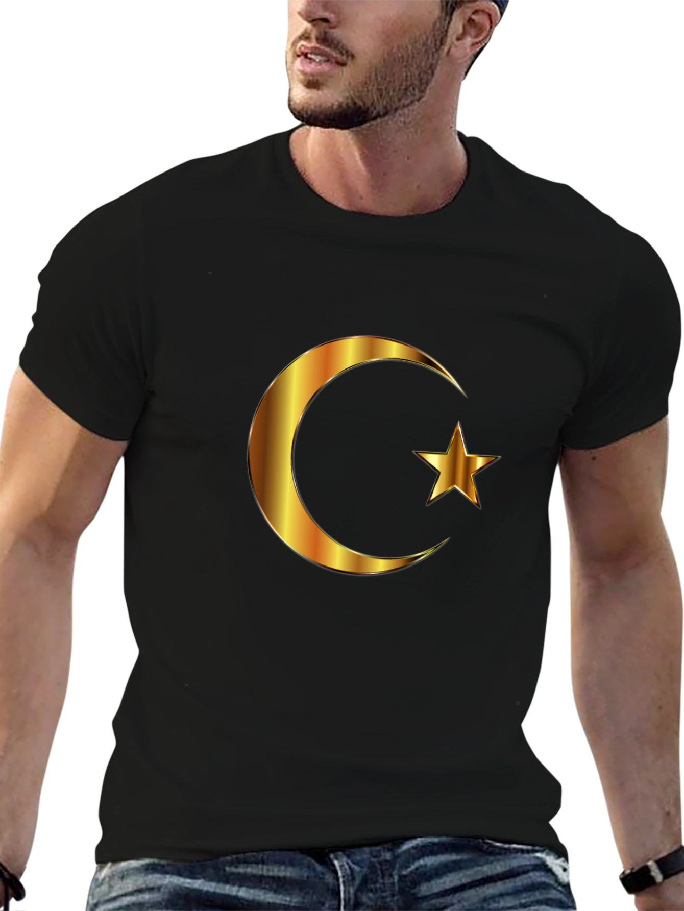 Crescent Moon Star T-Shirt - Islamic Inspired Design