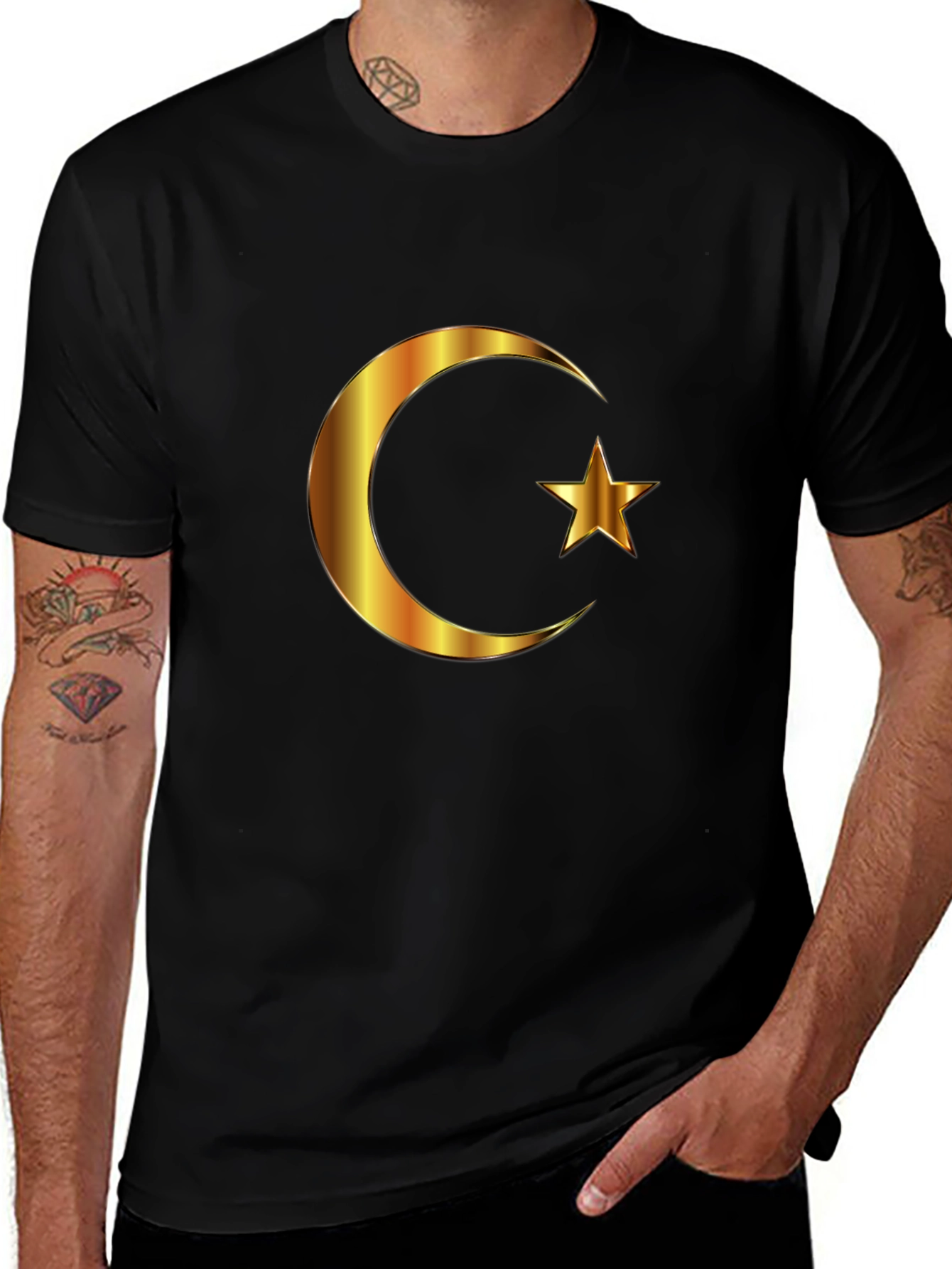 Crescent Moon Star T-Shirt - Islamic Inspired Design