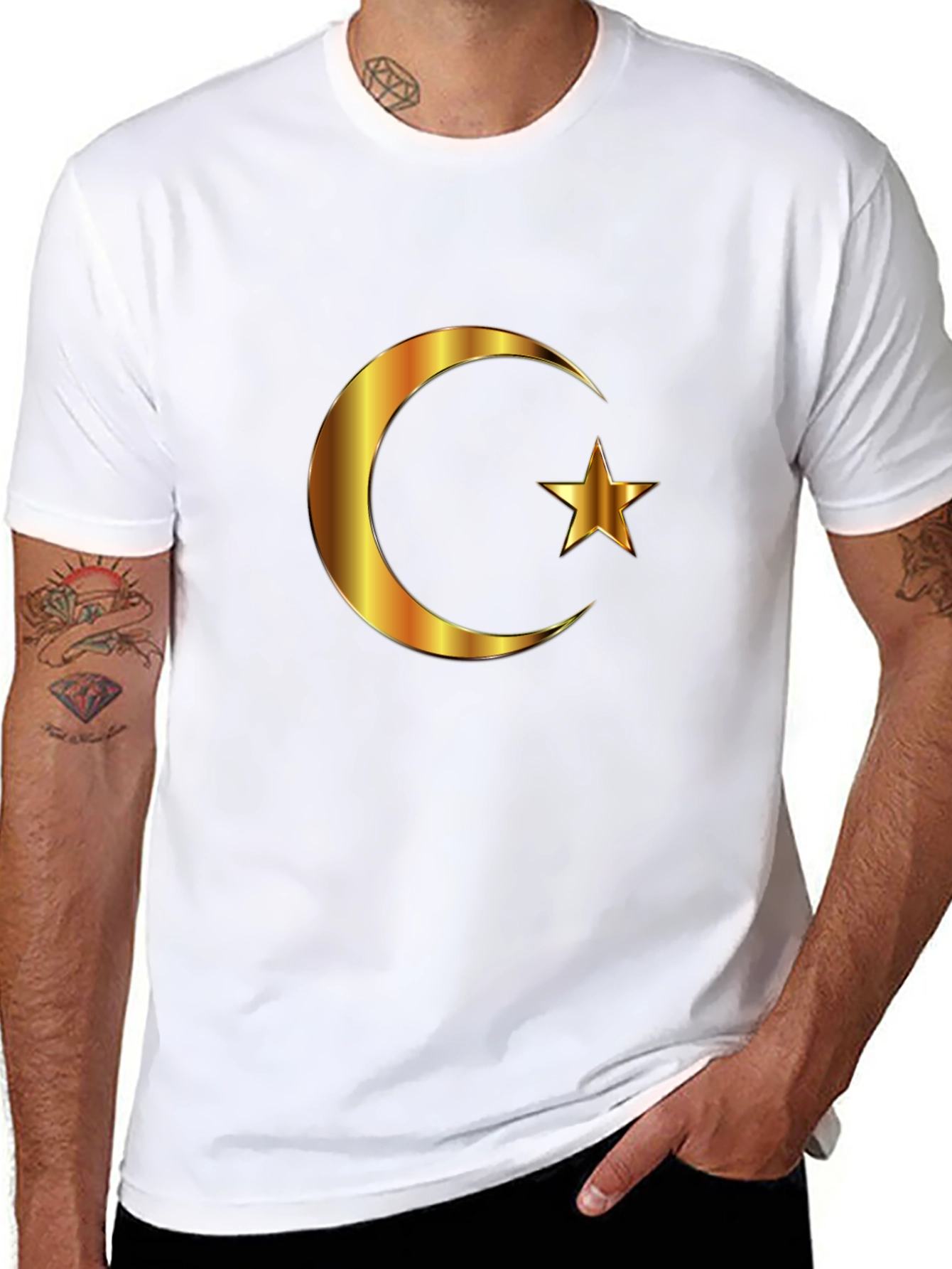 Crescent Moon Star T-Shirt - Islamic Inspired Design