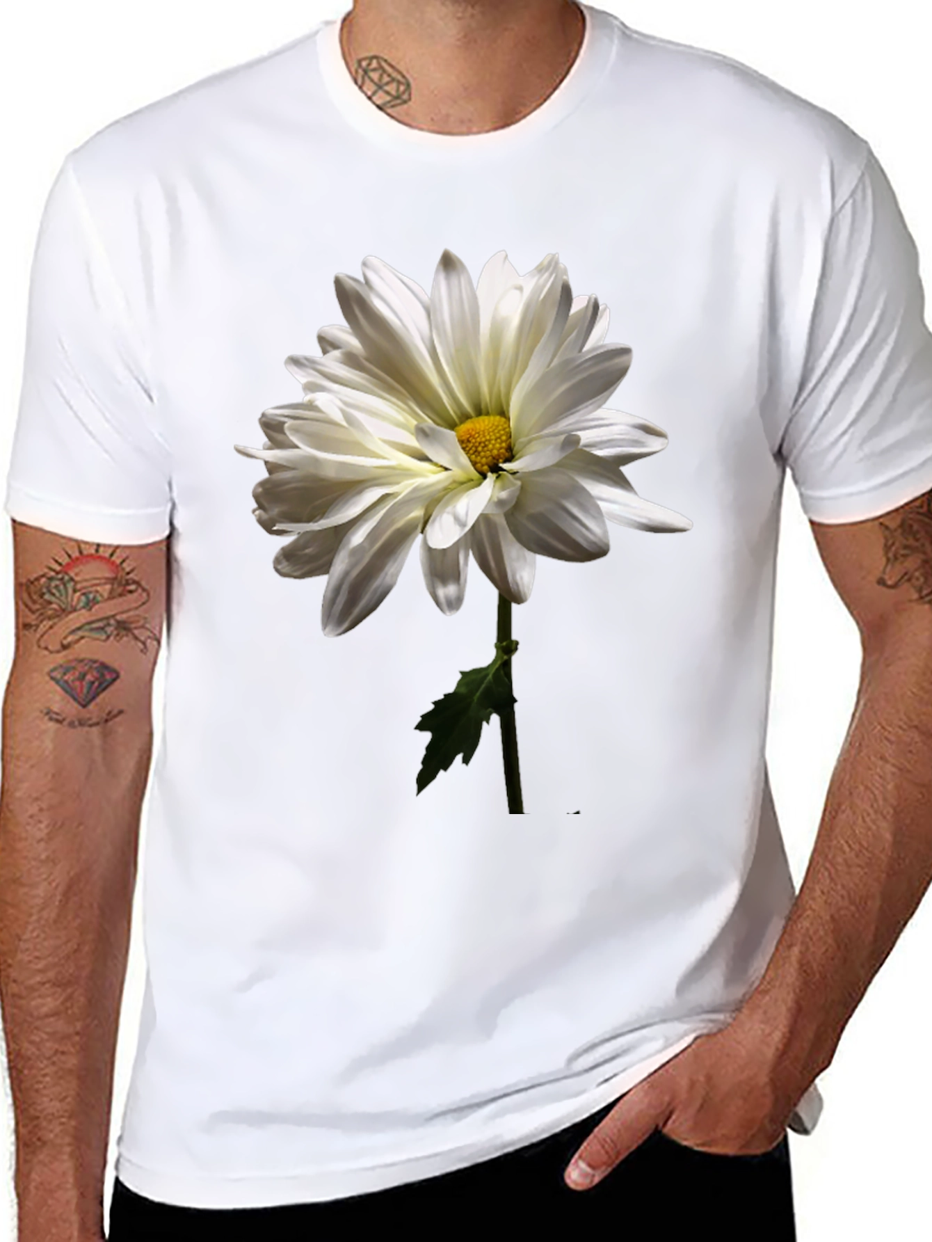 Daisy Graphic Tee - Black Cotton Comfort