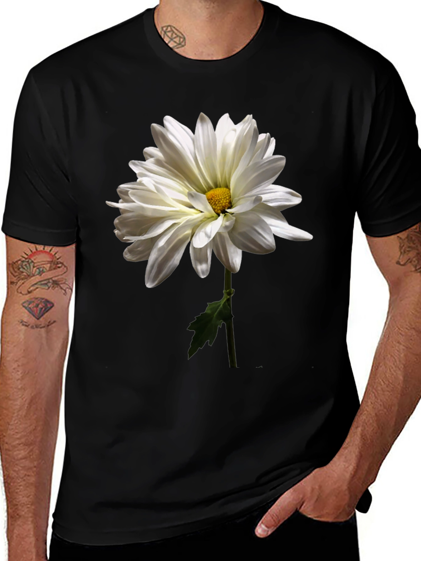 Daisy Graphic Tee - Black Cotton Comfort