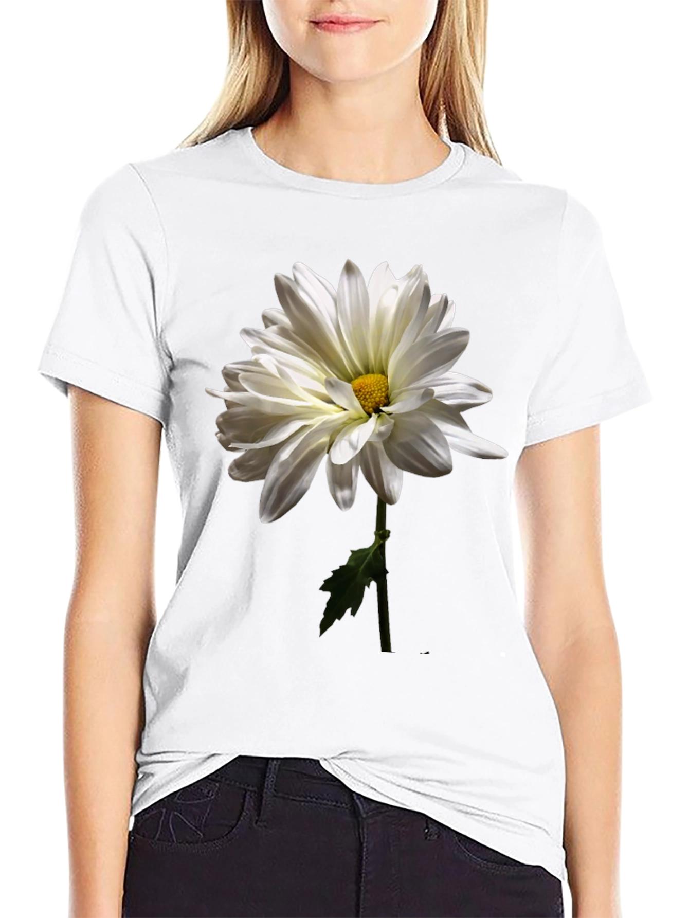 Daisy Graphic Tee - Black Cotton Comfort
