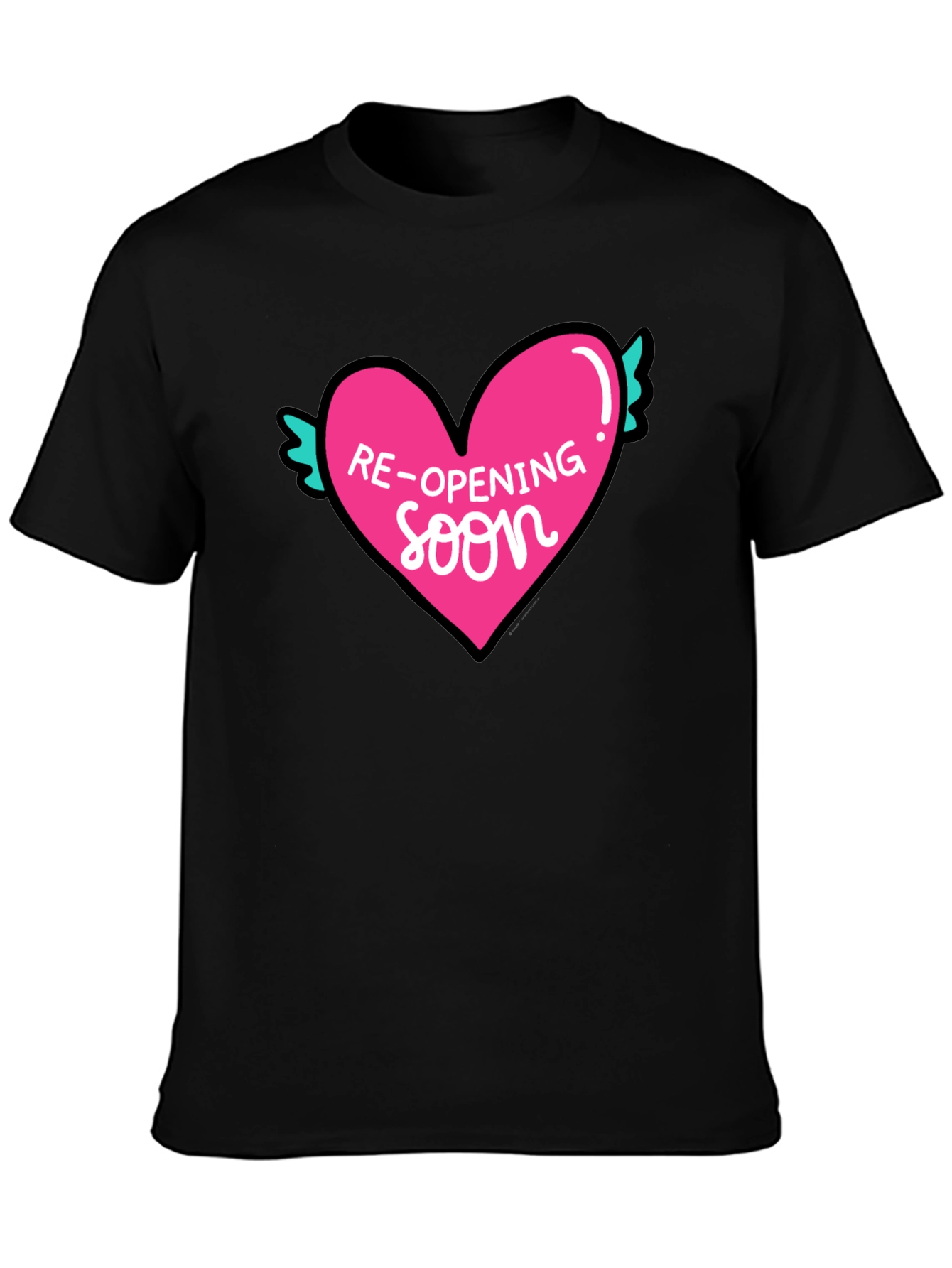 Re-Opening Soon Heart Graphic Tee - Black