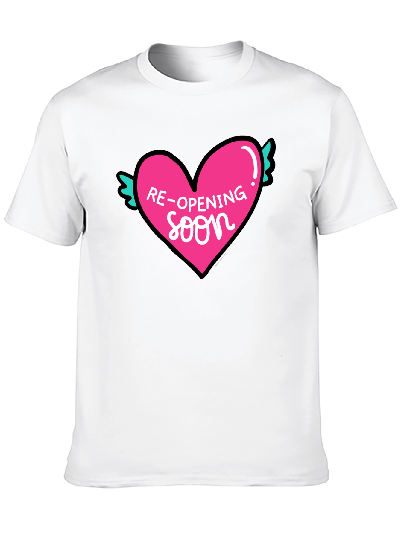 Re-Opening Soon Heart Graphic Tee - Black