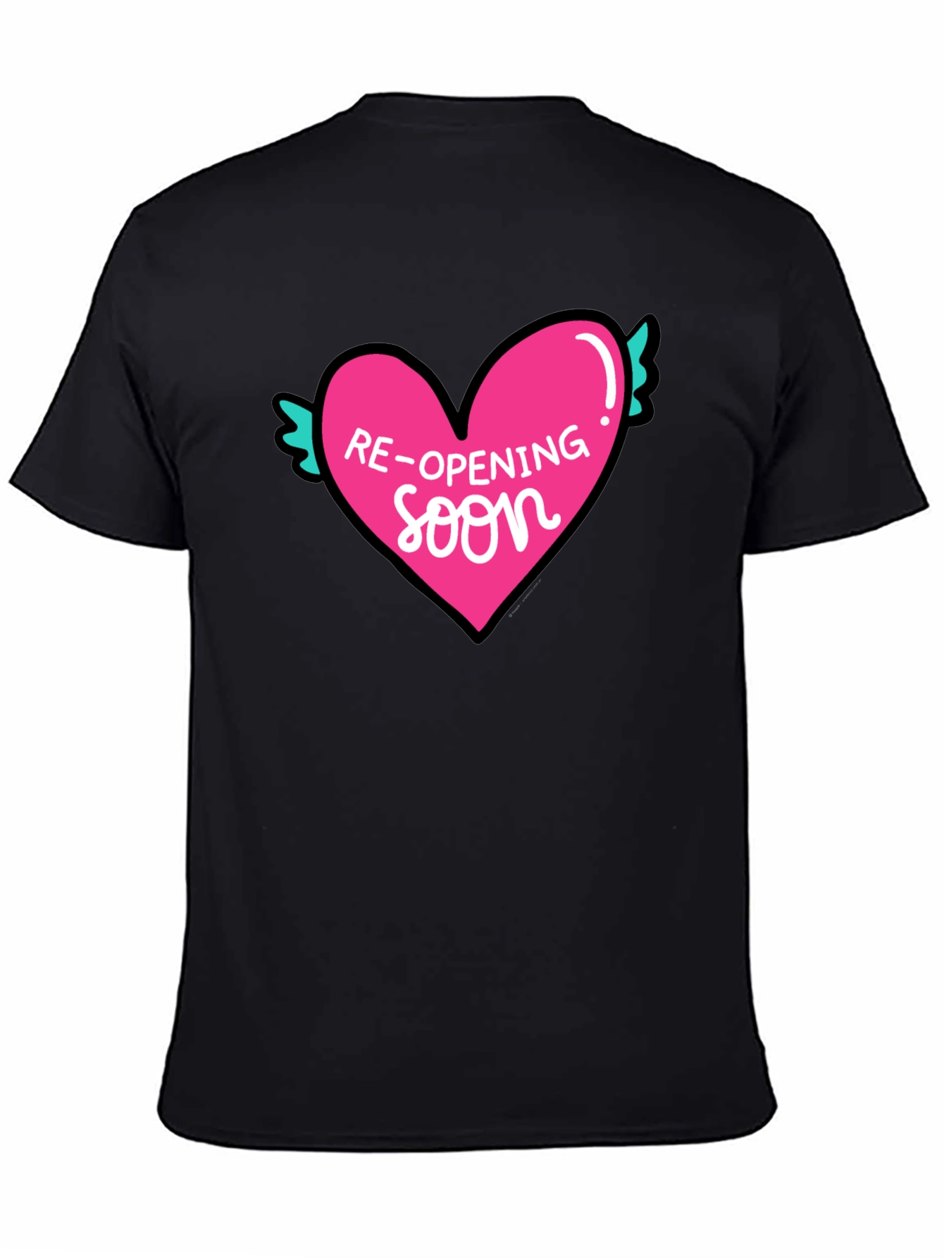 Re-Opening Soon Heart Graphic Tee - Black