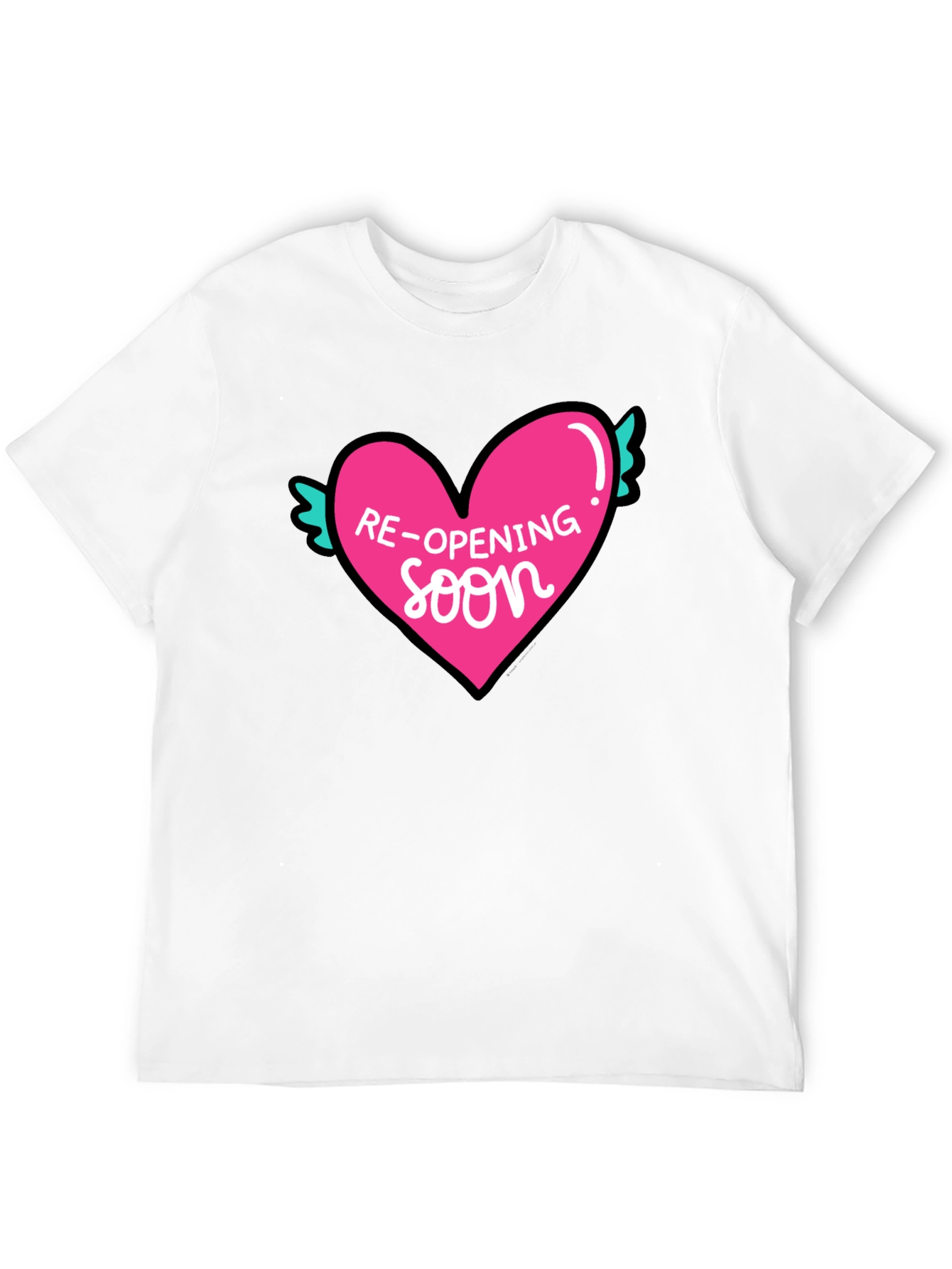 Re-Opening Soon Heart Graphic Tee - Black