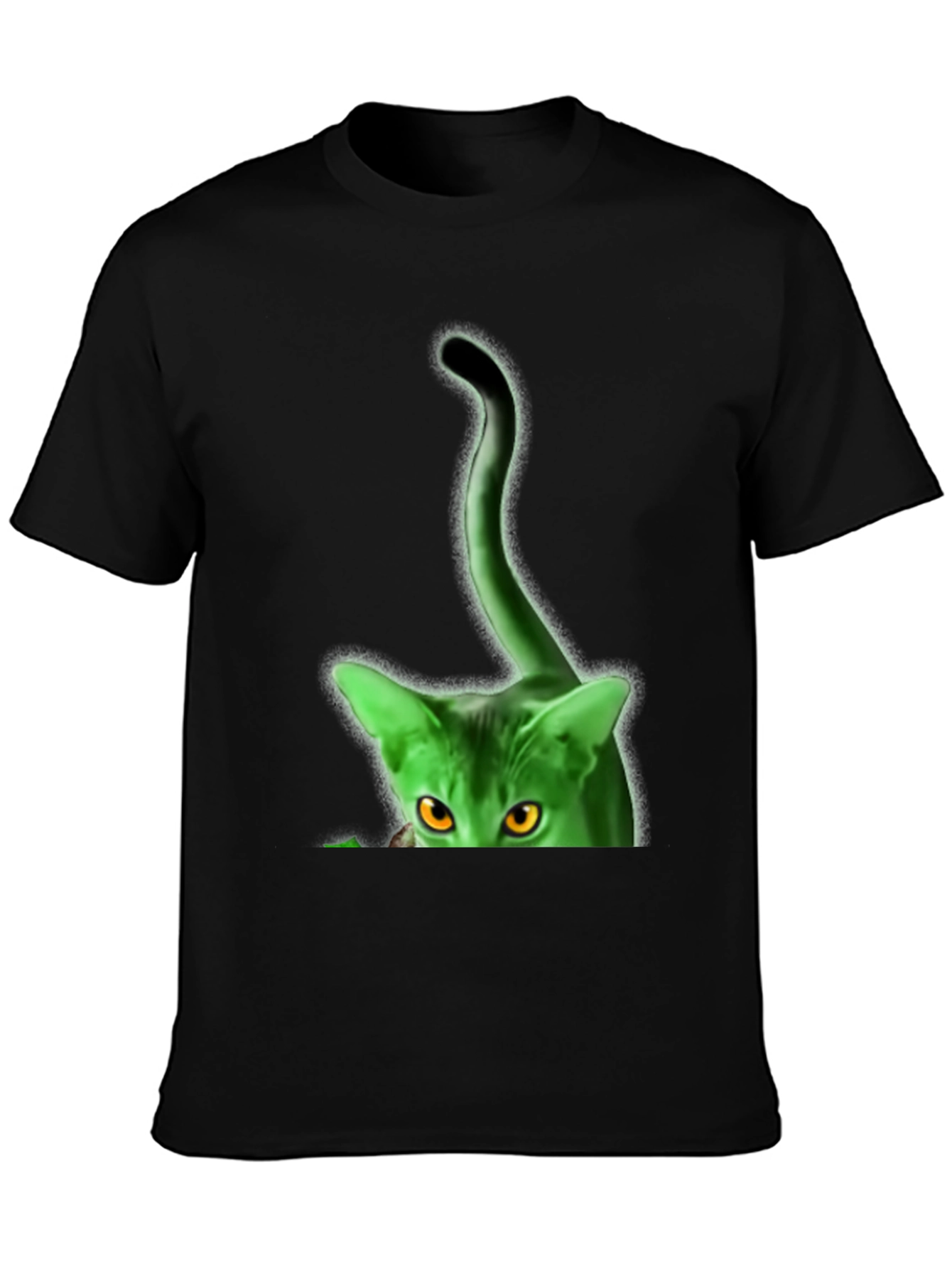 Green Glowing Cat T-Shirt