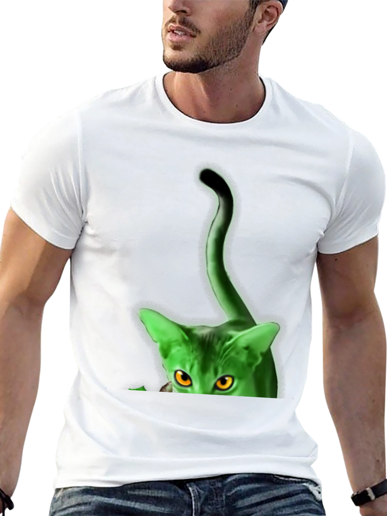 Green Glowing Cat T-Shirt