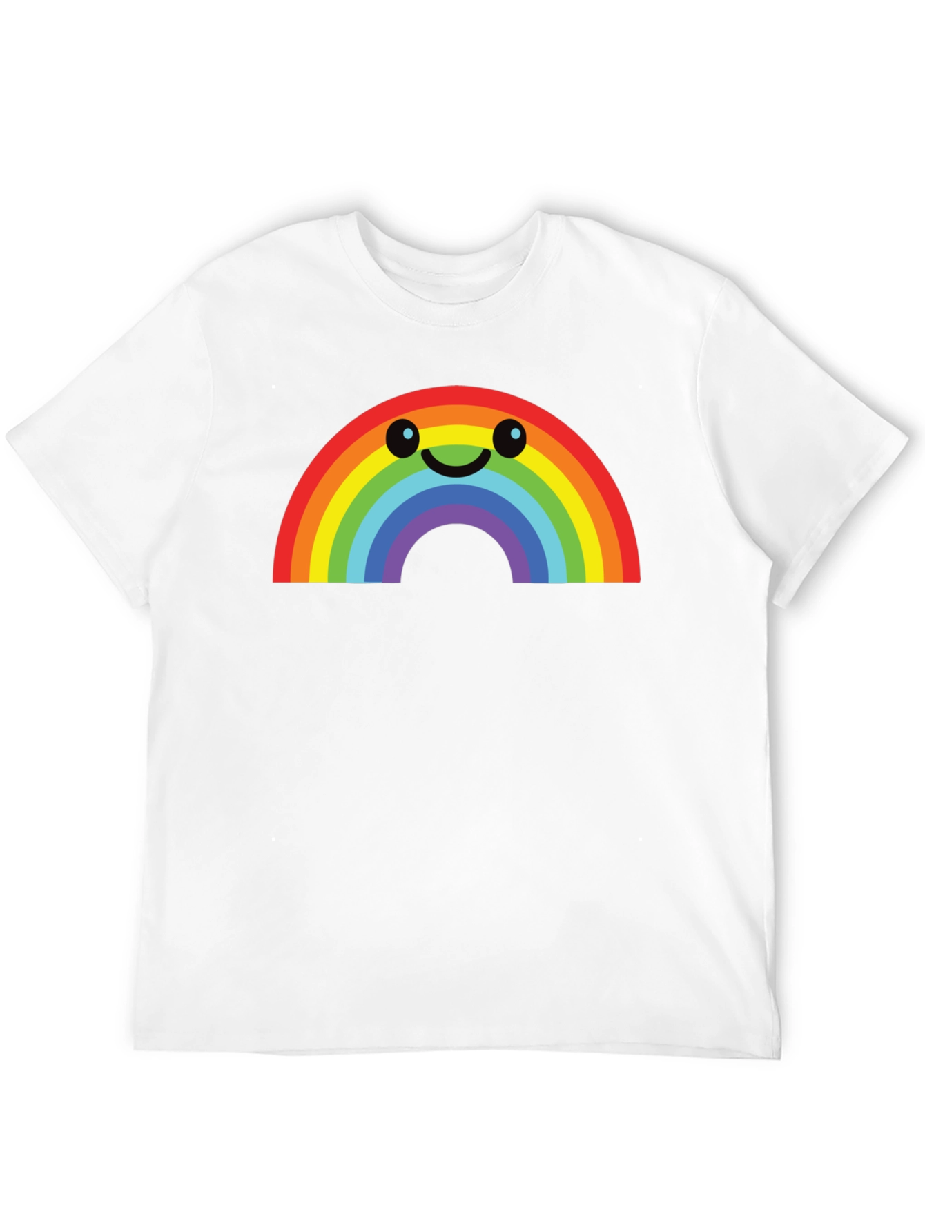 Rainbow Smiley Face Graphic Tee - Black