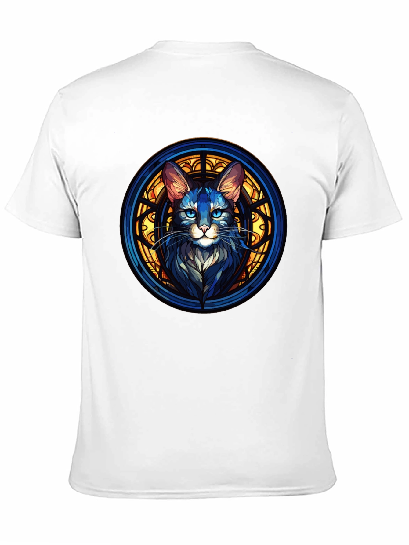 Stained Glass Cat Graphic Black T-Shirt