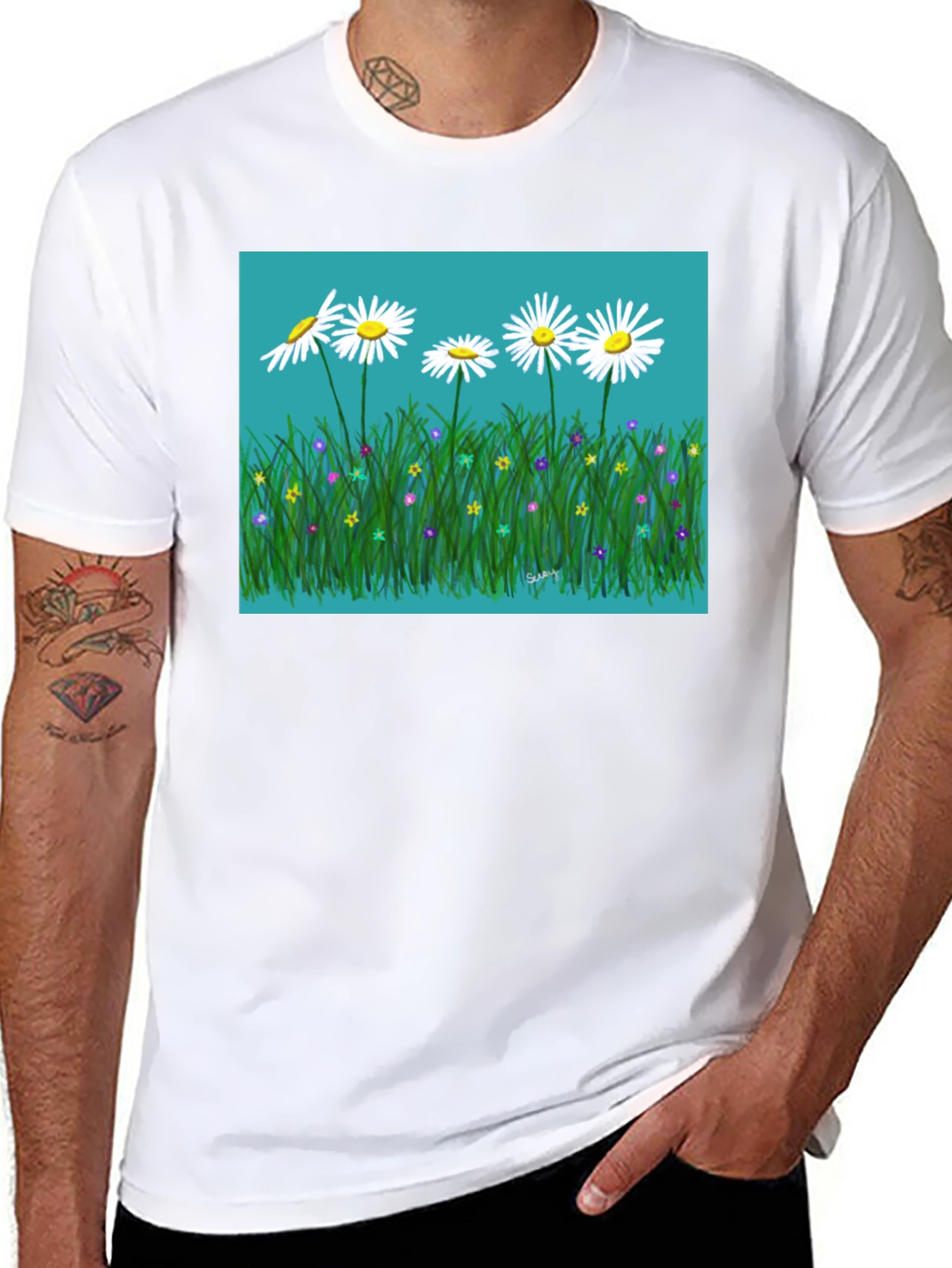 Daisy Meadow Graphic T-Shirt - Black