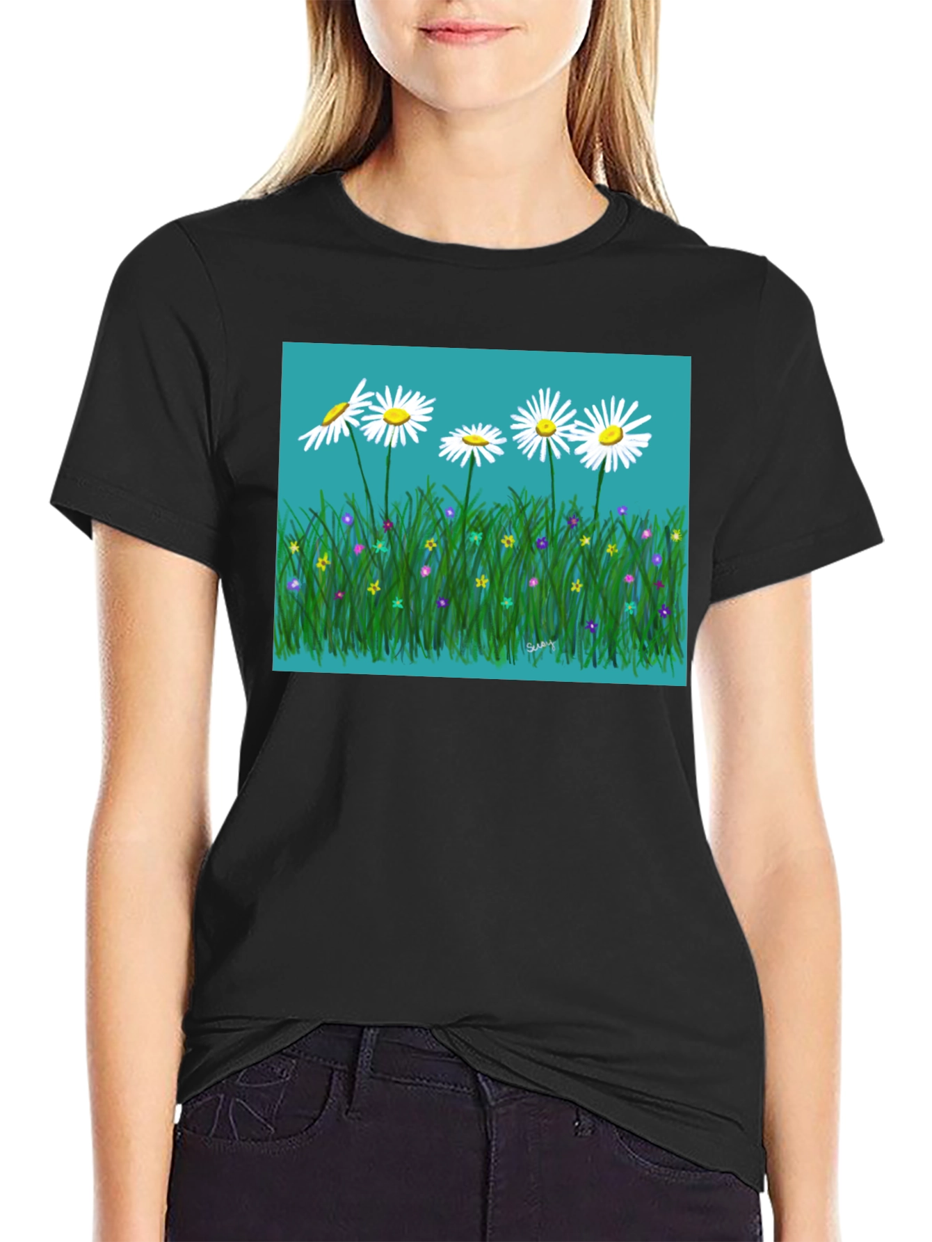 Daisy Meadow Graphic T-Shirt - Black
