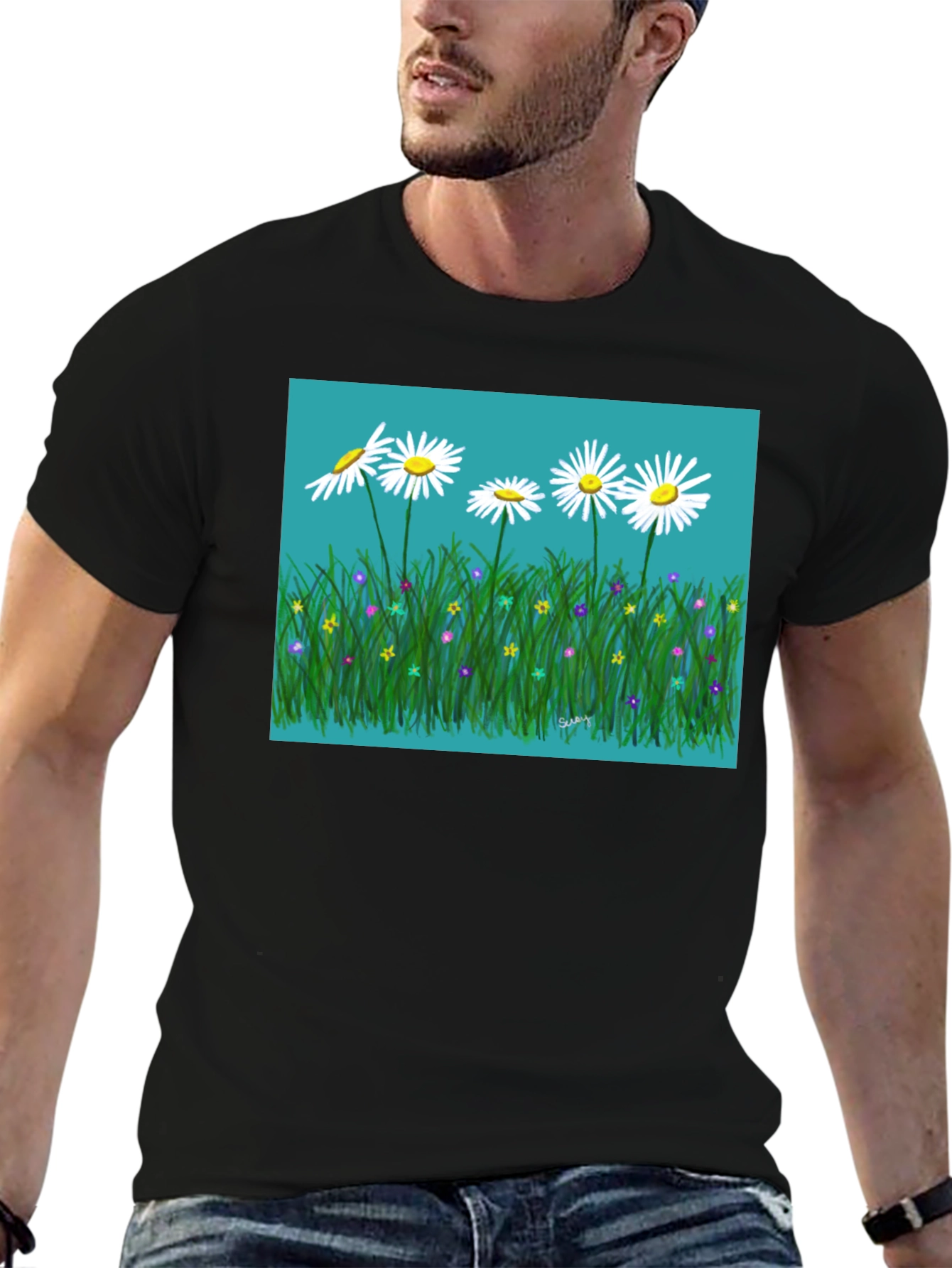 Daisy Meadow Graphic T-Shirt - Black